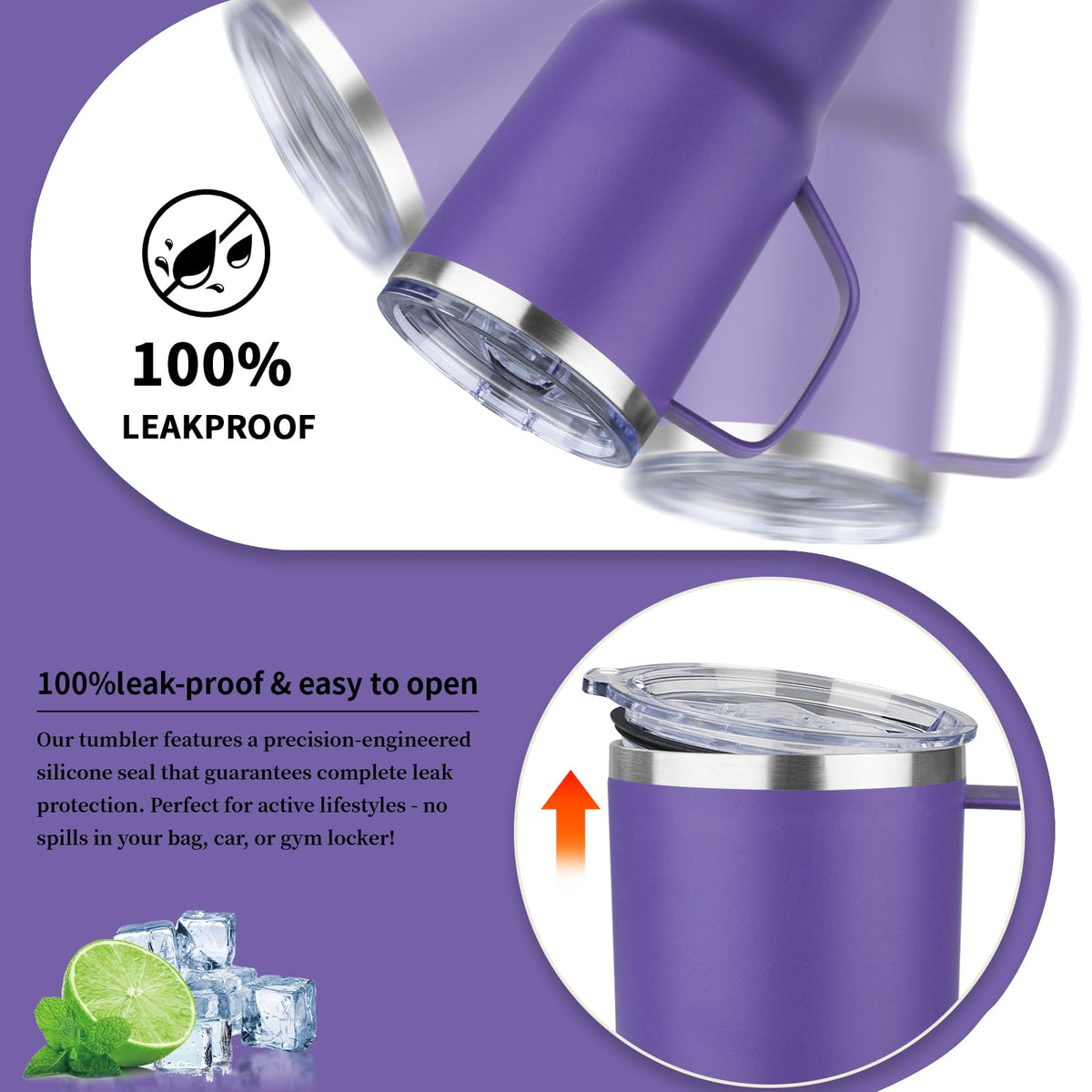 20oz Insulated Tumbler with Handle Stainless Steel Travel Coffee Mug with Lid and Straw Double Wall Vacuum Leak