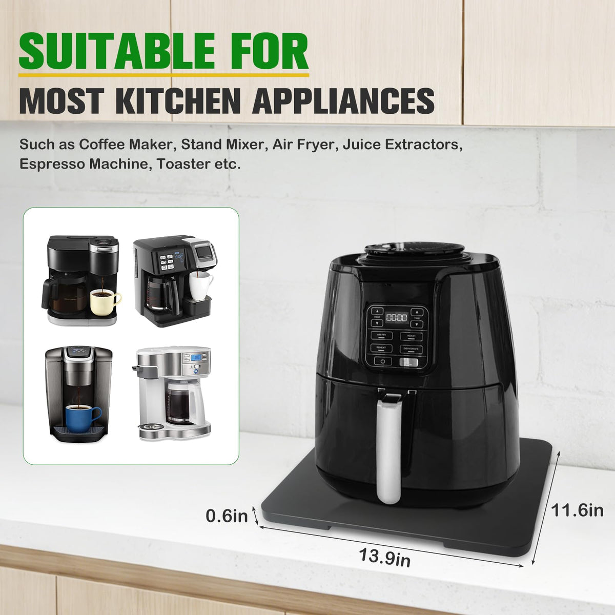 Appliance Slider 360° Rolling Tray for Countertop Coffee Maker Mat