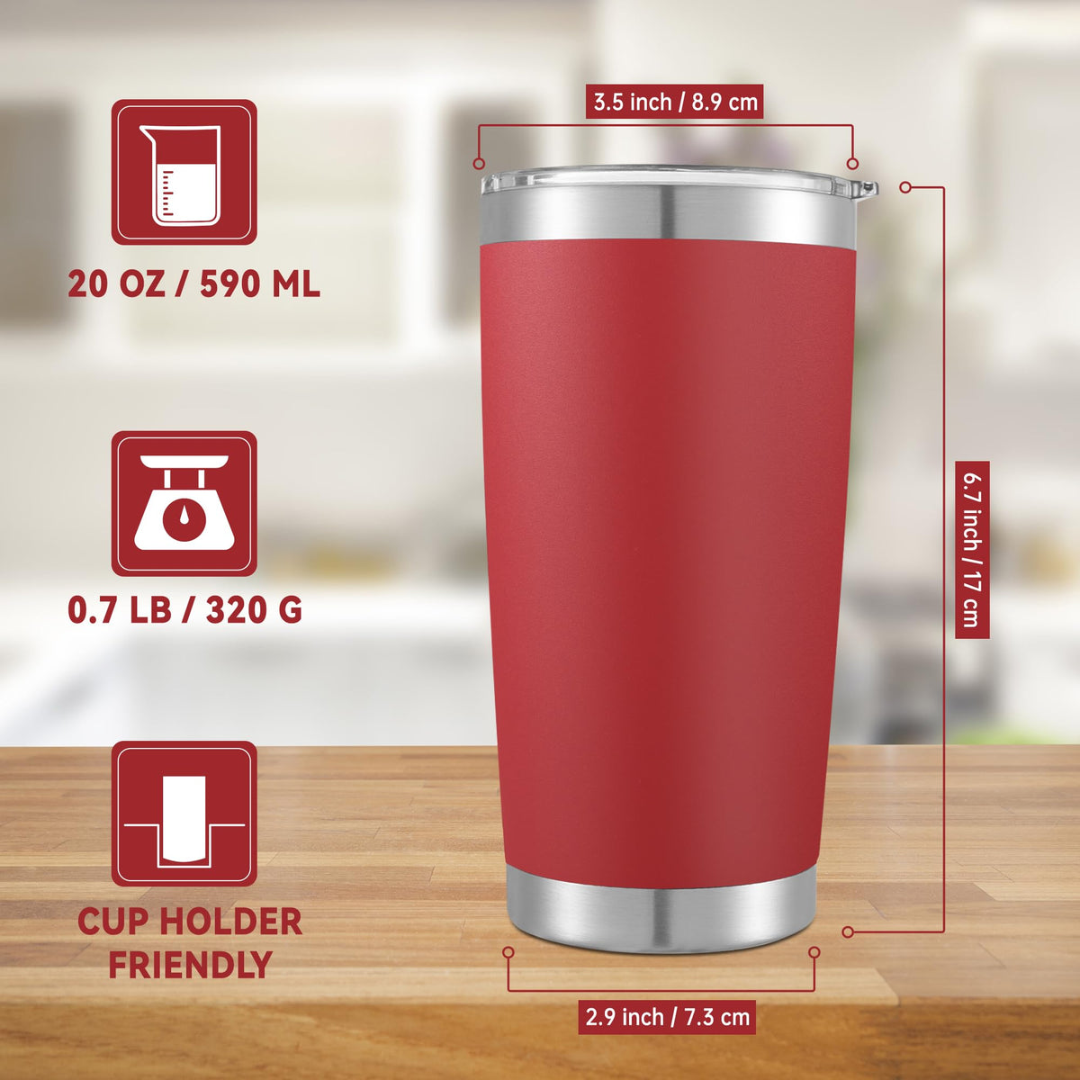 20 oz Tumblers Bulk Stainless Steel Tumbler with Lid (6 Count)
