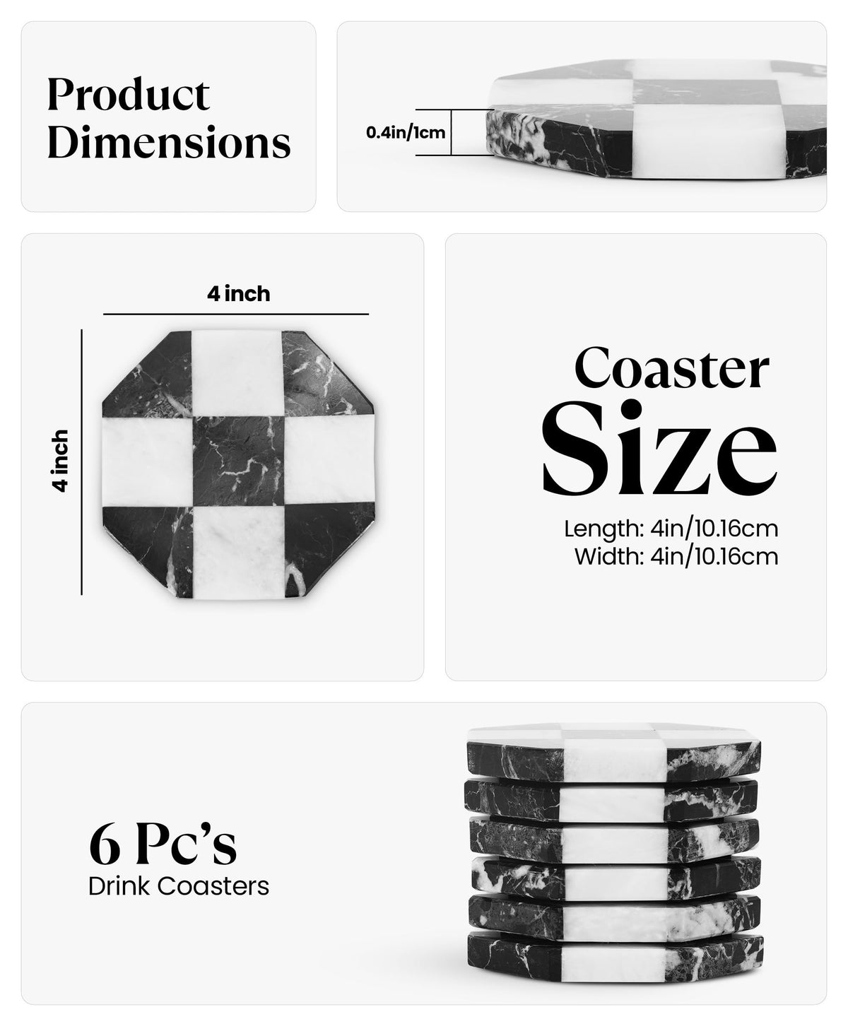 Marble Coasters Set of 6