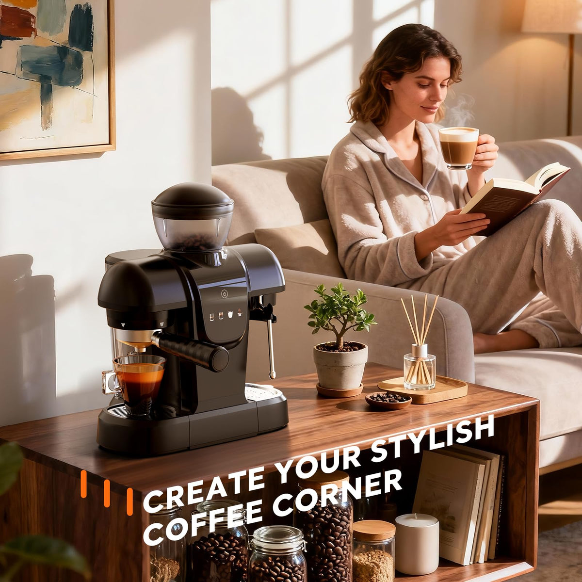 Semi Automatic Espresso Machine with Grinder