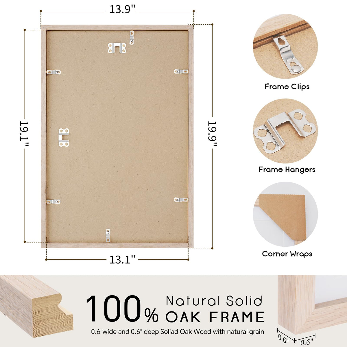 13x19 Solid Oak Wood Picture Frames (3 Count)
