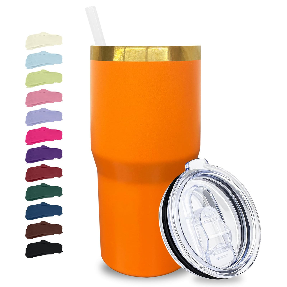 20 oz Tumbler Bulk Stainless Steel Tumblers with Lids and Straws Orange