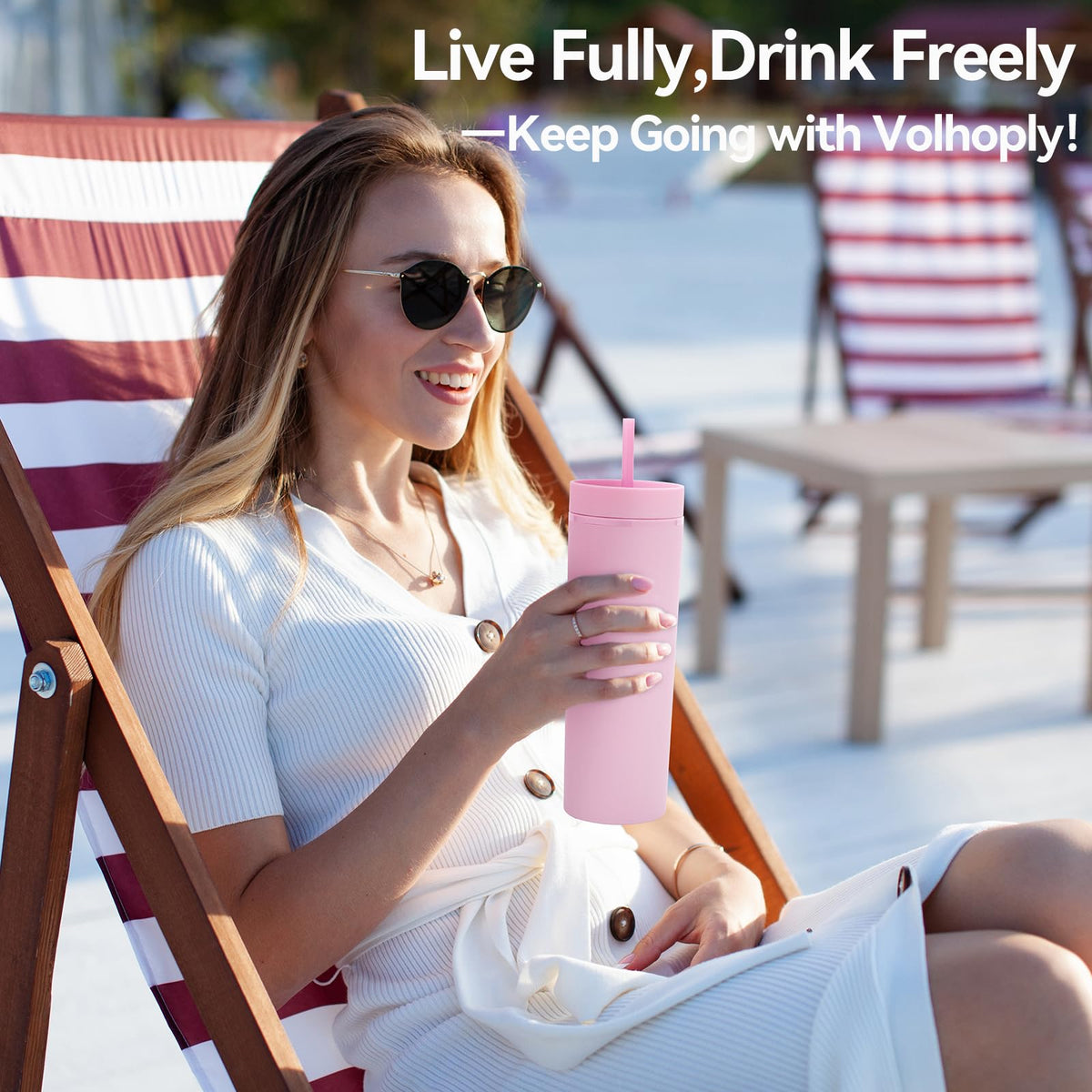 20oz Plastic Skinny Tumblers Bulk 10 Pack (10 Count)