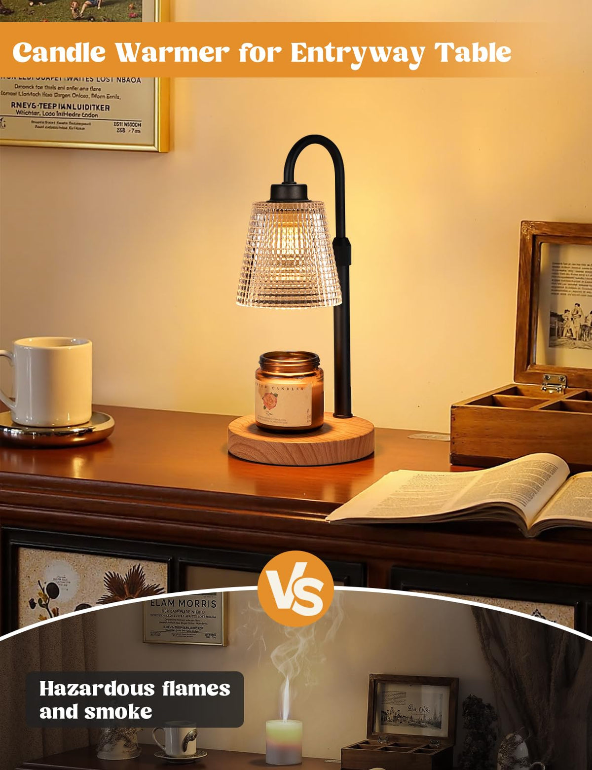 Rustic Candle Warmer Lamp with Timer