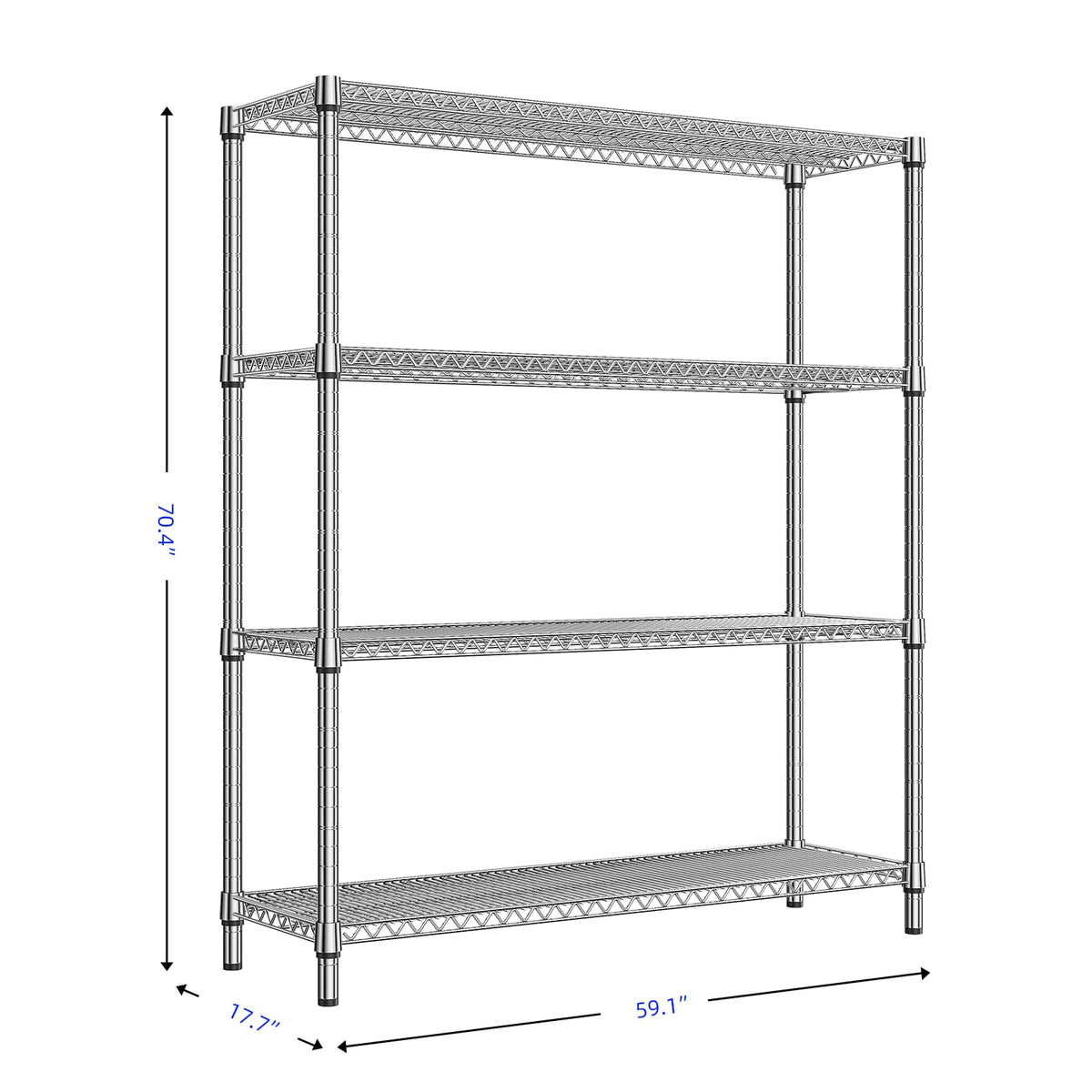 2800 LBS 59" W 4 Tier Storage Shelves Rack Metal Wire Shelving Unit (4 Count)