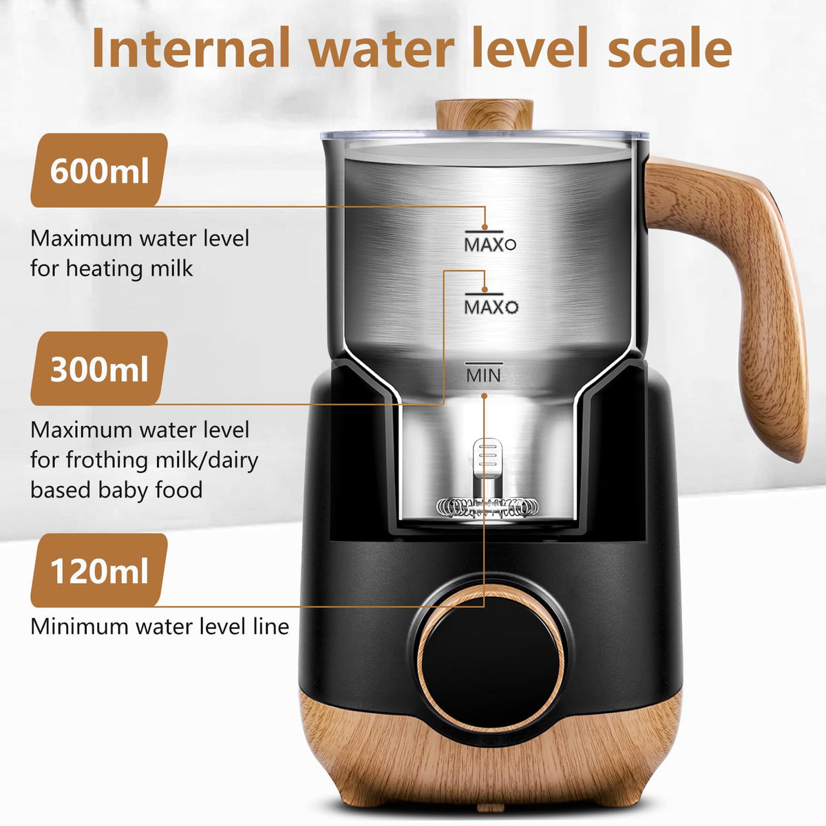 21 oz 8-in-1 Milk Frother, 550W Split Stainless Steel Automatic Steamer, Milk Warmer for Latte, Cappuccino, Hot Chocolate, Hot/Cold Froth, Heated Milk & Baby Food, Matte Black (21 Ounce)