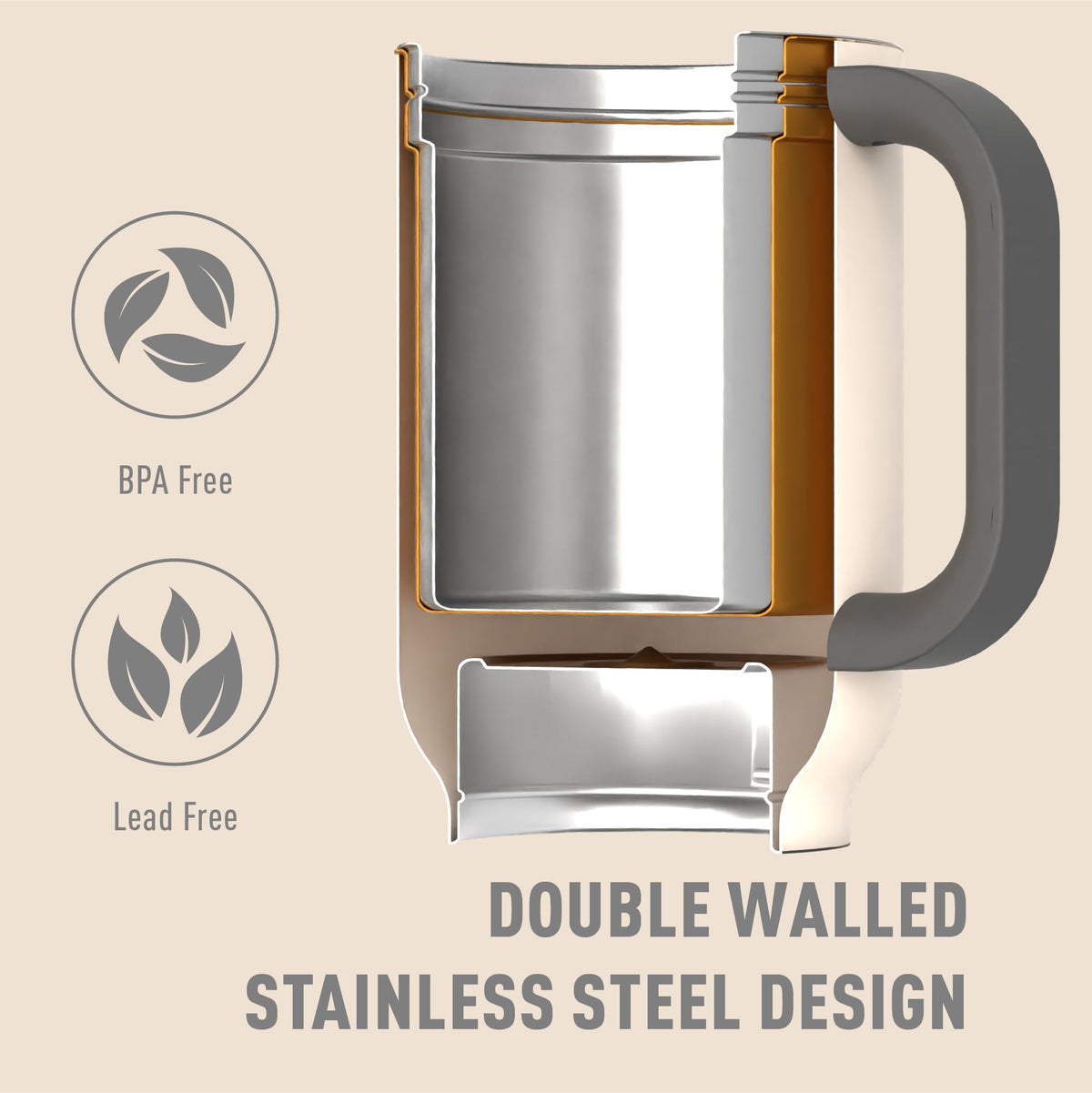 DUPLEX 2-in-1 Travel Mug and Beer Can Holder Enjoy hot and cold drinks simultaneously -22 oz Hot Coffee or Tea Tumbler with Attached 12 oz Cold Can Holder for Beer or Soda, white