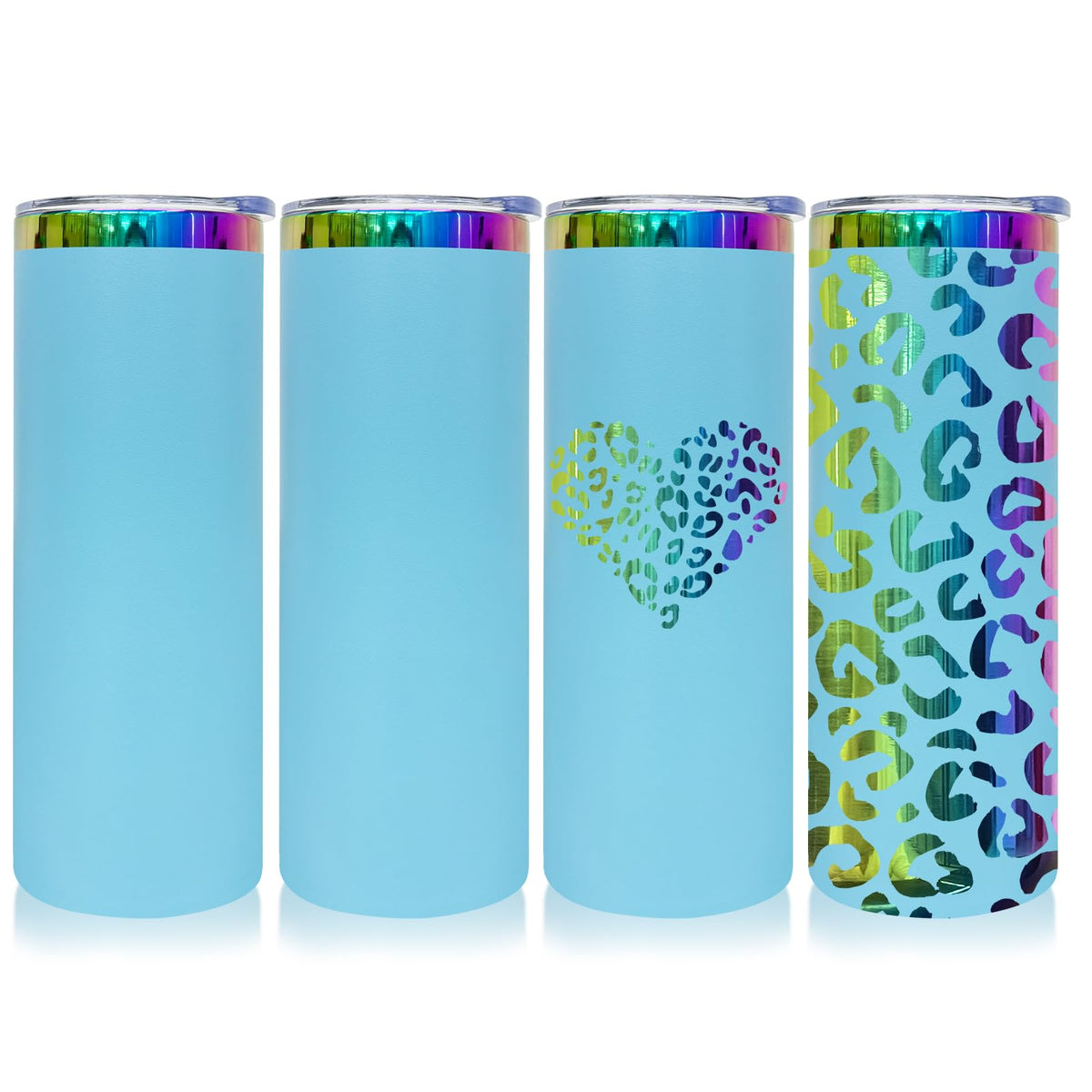20 oz Skinny Tumblers Bulk With Lid and Straw Blue (4 Count)