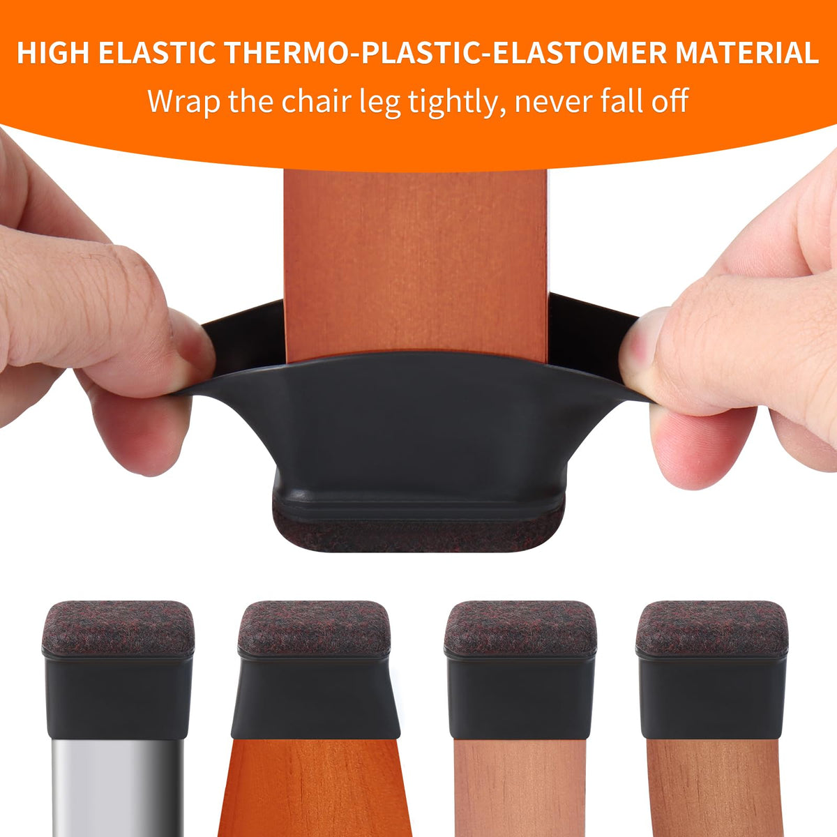 24 Pcs Rectangle Felt Chair Leg Floor Protectors for Hardwood Floors (24 Count)