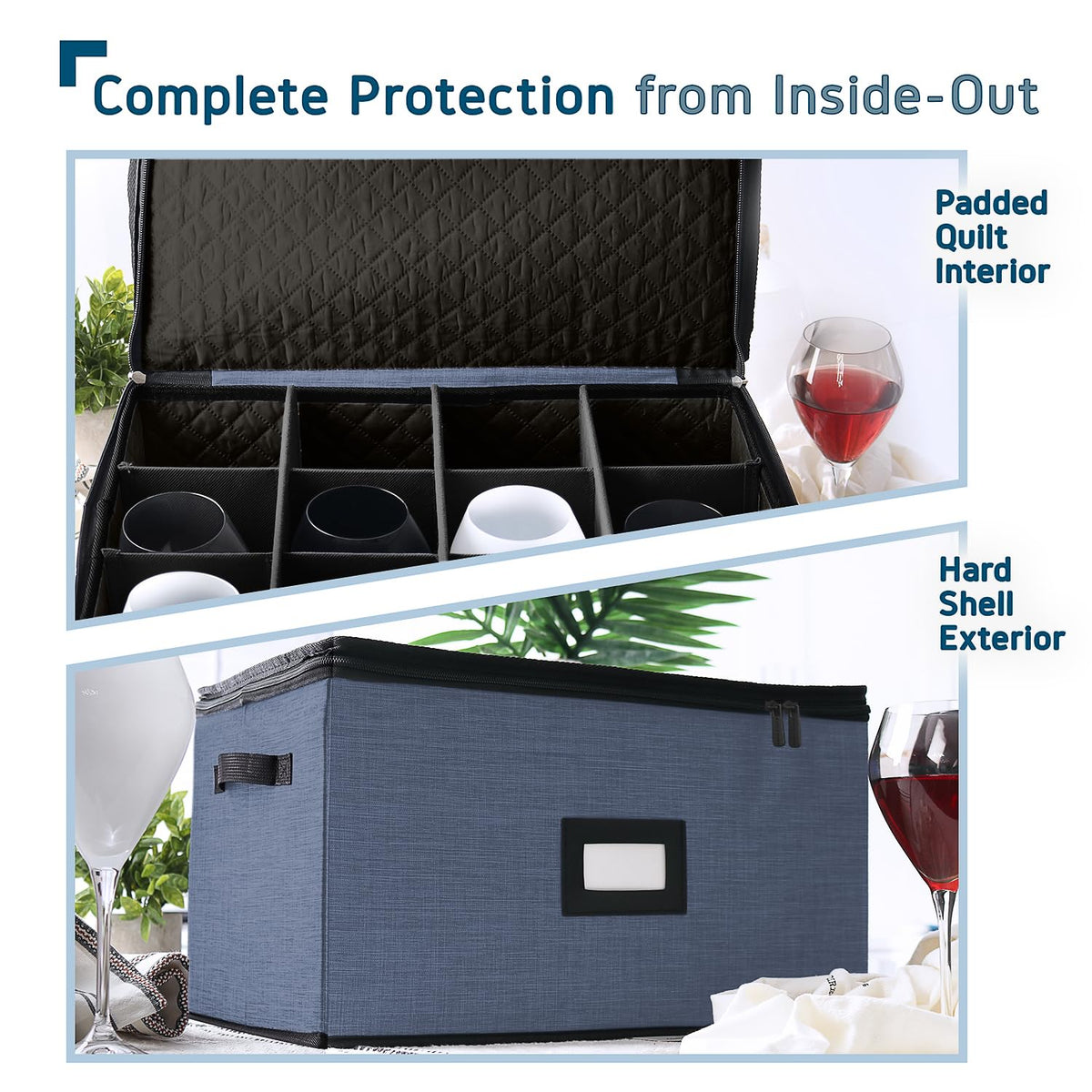 Wine Glass Storage Box with Dividers