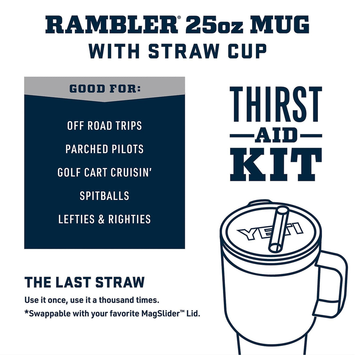 Rambler 25 oz Tumbler with Handle and Straw Lid