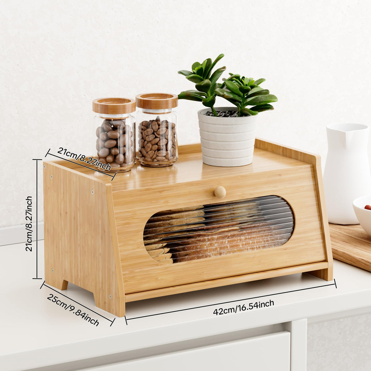 Bamboo Bread Box for Kitchen Countertop