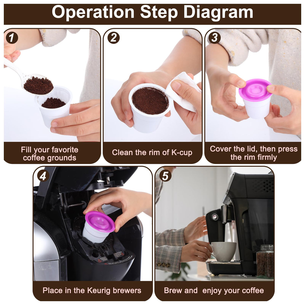 70Counts Disposable K Cups with Purple Lids Compatible with Keurig 1.0 and 2. 0 Berwers Empty Coffee Pods (70 Count)