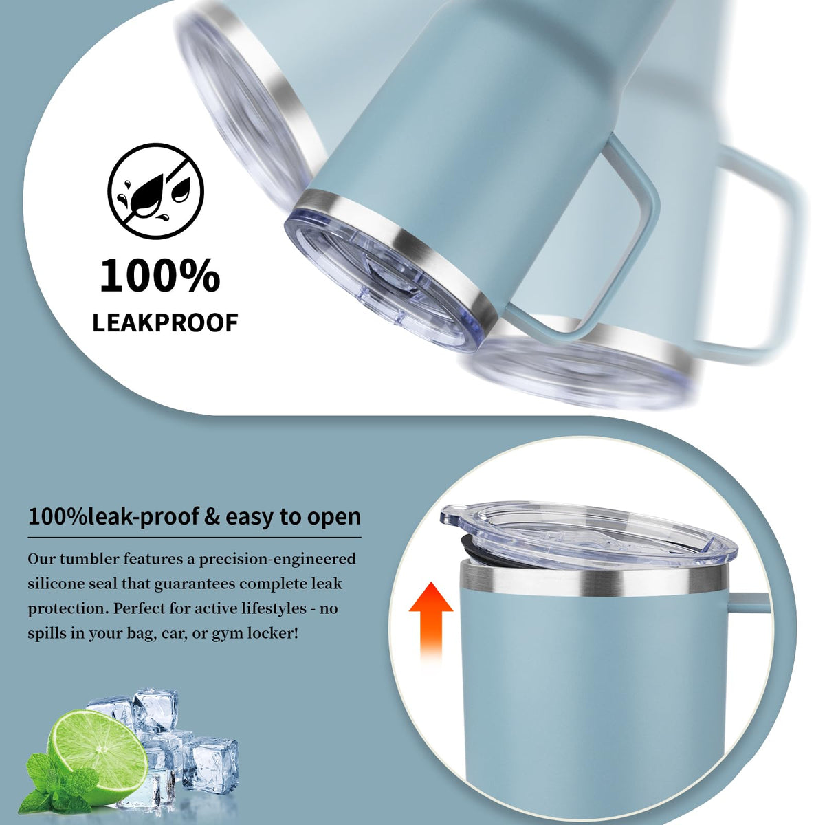 20oz Insulated Tumbler with Handle Stainless Steel Travel Coffee Mug with Lid and Straw Double Wall Vacuum Leak
