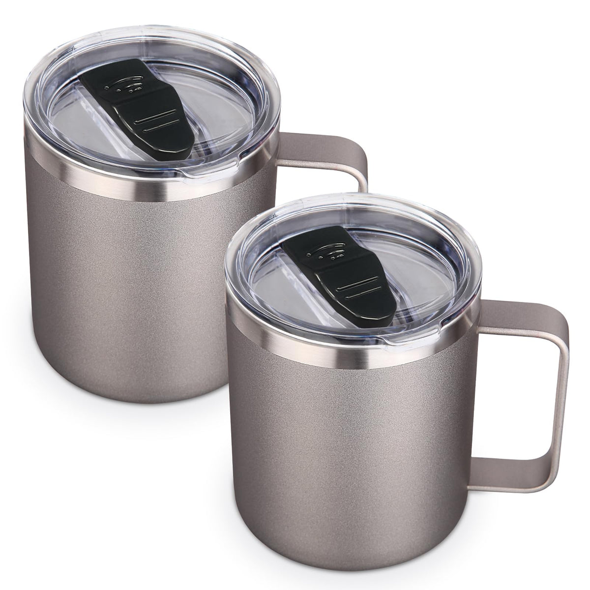 14oz Insulated Stainless Steel Coffee Mug with Lid Bulk 2 Pack (2 Count)