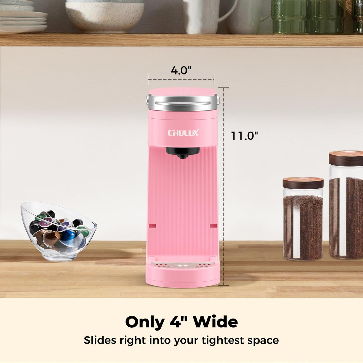 Slim Single Serve Coffee Maker for K Cup Pod for Small Spaces