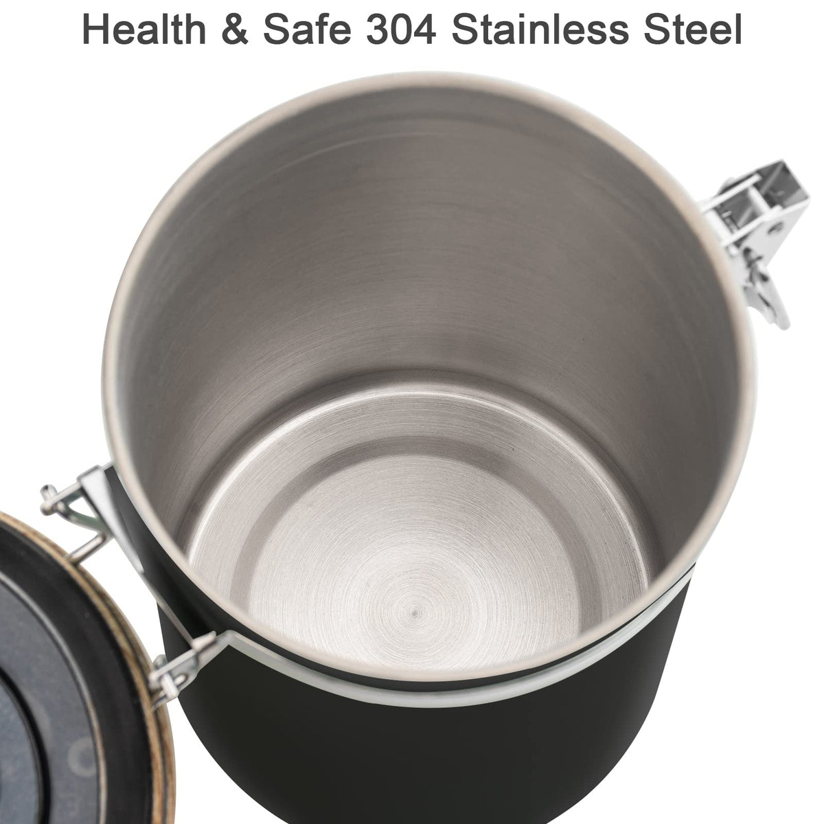 Coffee Canisters Airtight Coffee Bean Storage Container Kitchen Stainless Steel Food Storage Container with Scoop Date Tracker & CO2 Valve 61Fl Oz (60.8652 Fl Oz)