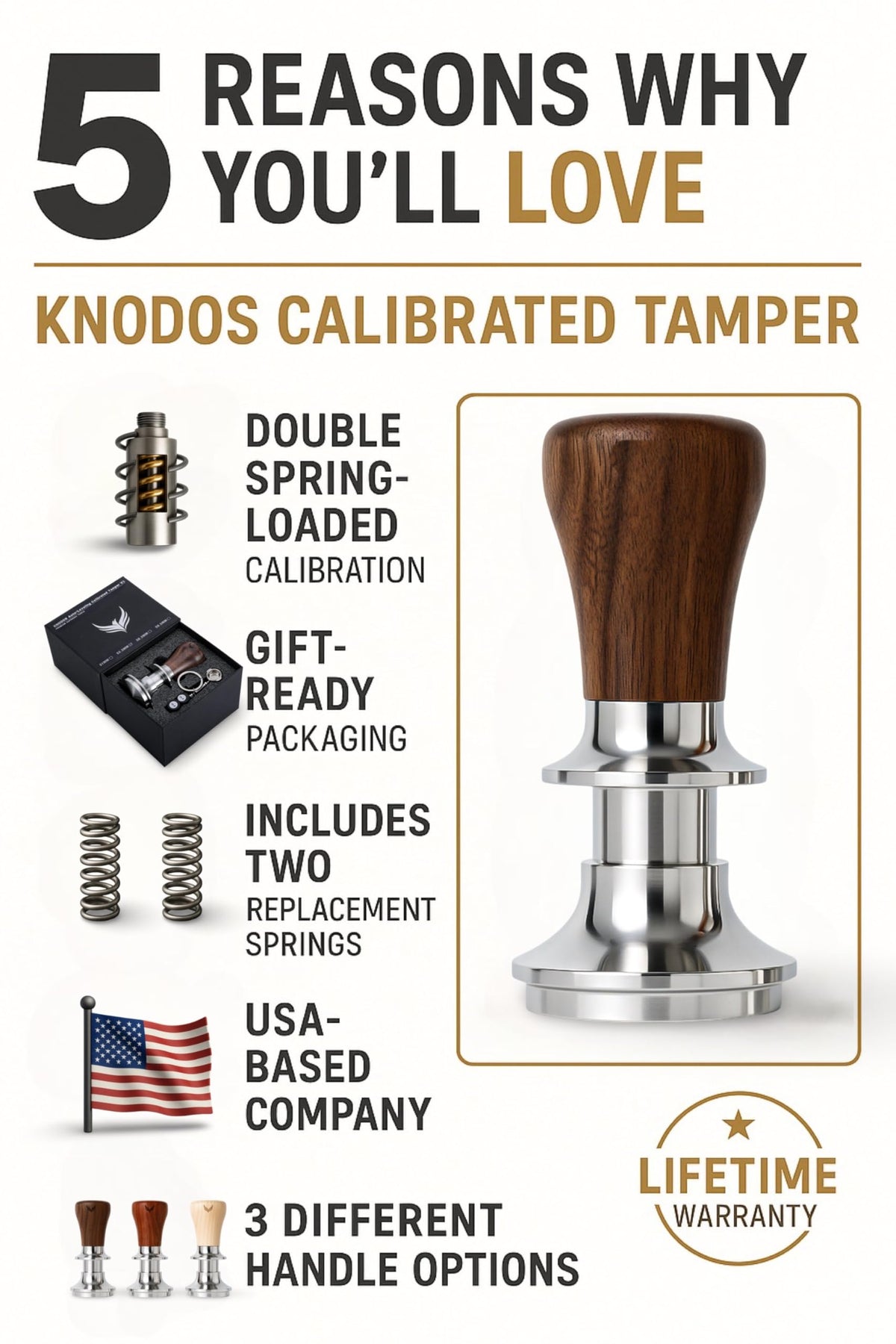 Calibrated Espresso Tamper 58mm Walnut
