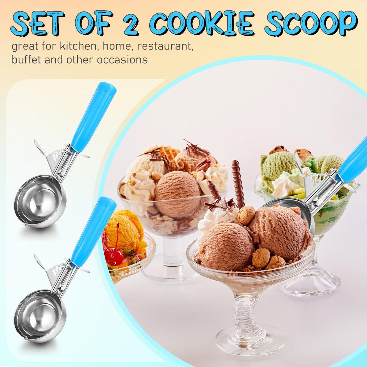 2 Pcs Ice Cream Scooper with Trigger (2 Count)