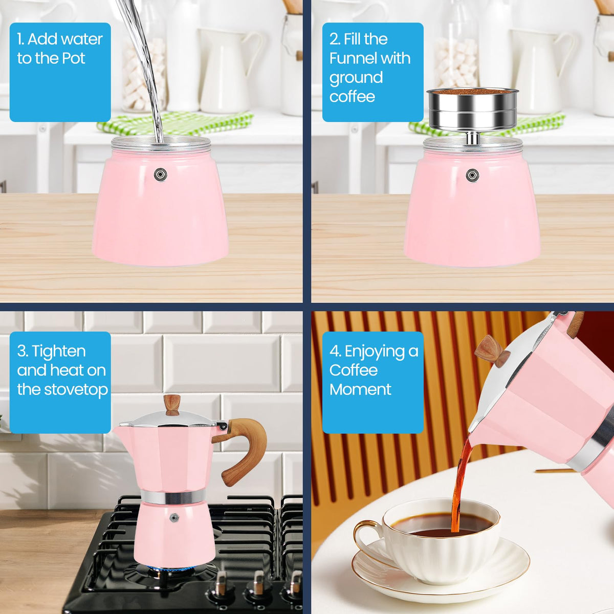 3 Cup Moka Pot Aluminum 150ml Italian Coffee Maker