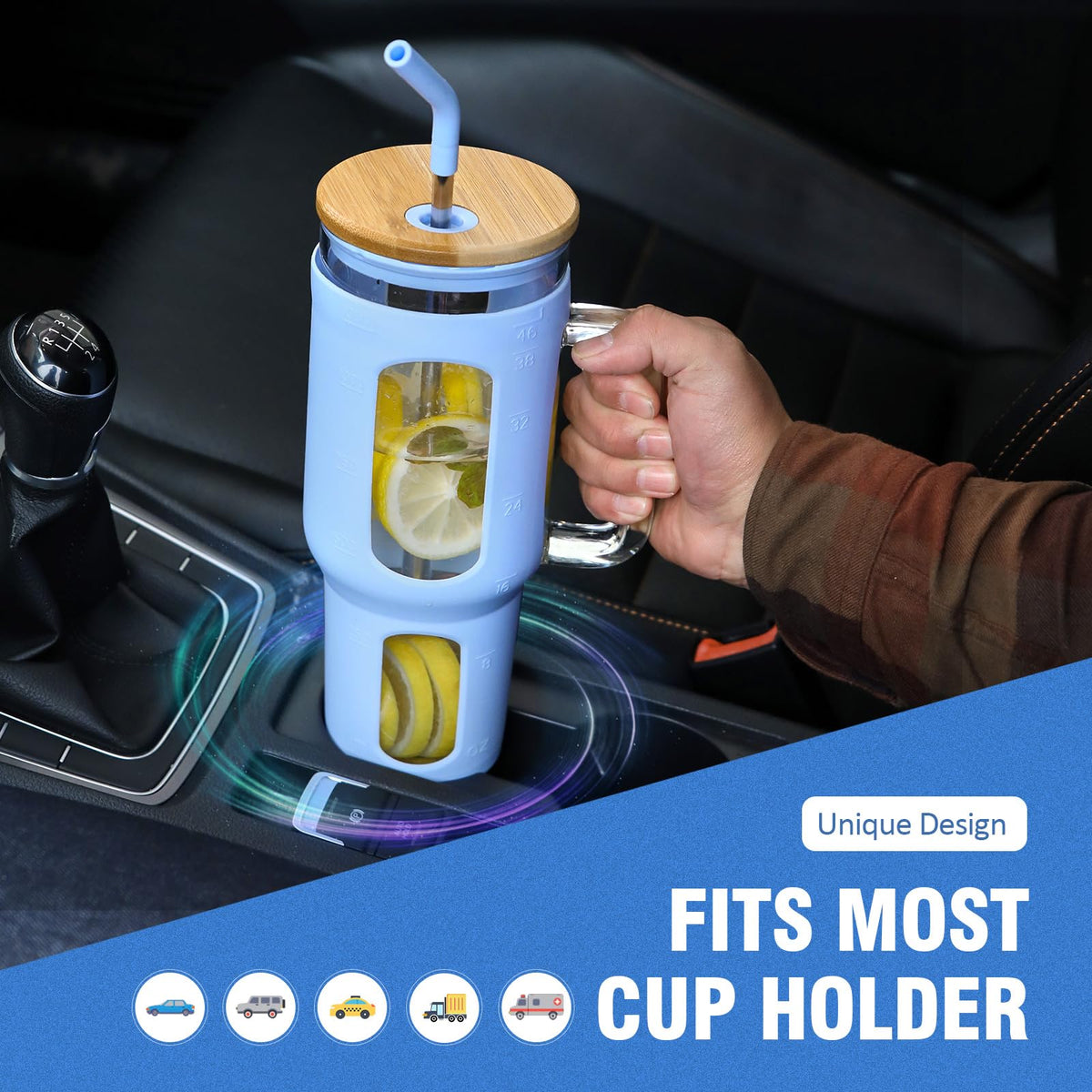 Glass Tumbler with Lid and Straw