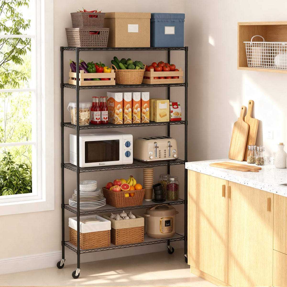 6 Tier Wire Storage Shelves with PP Shim