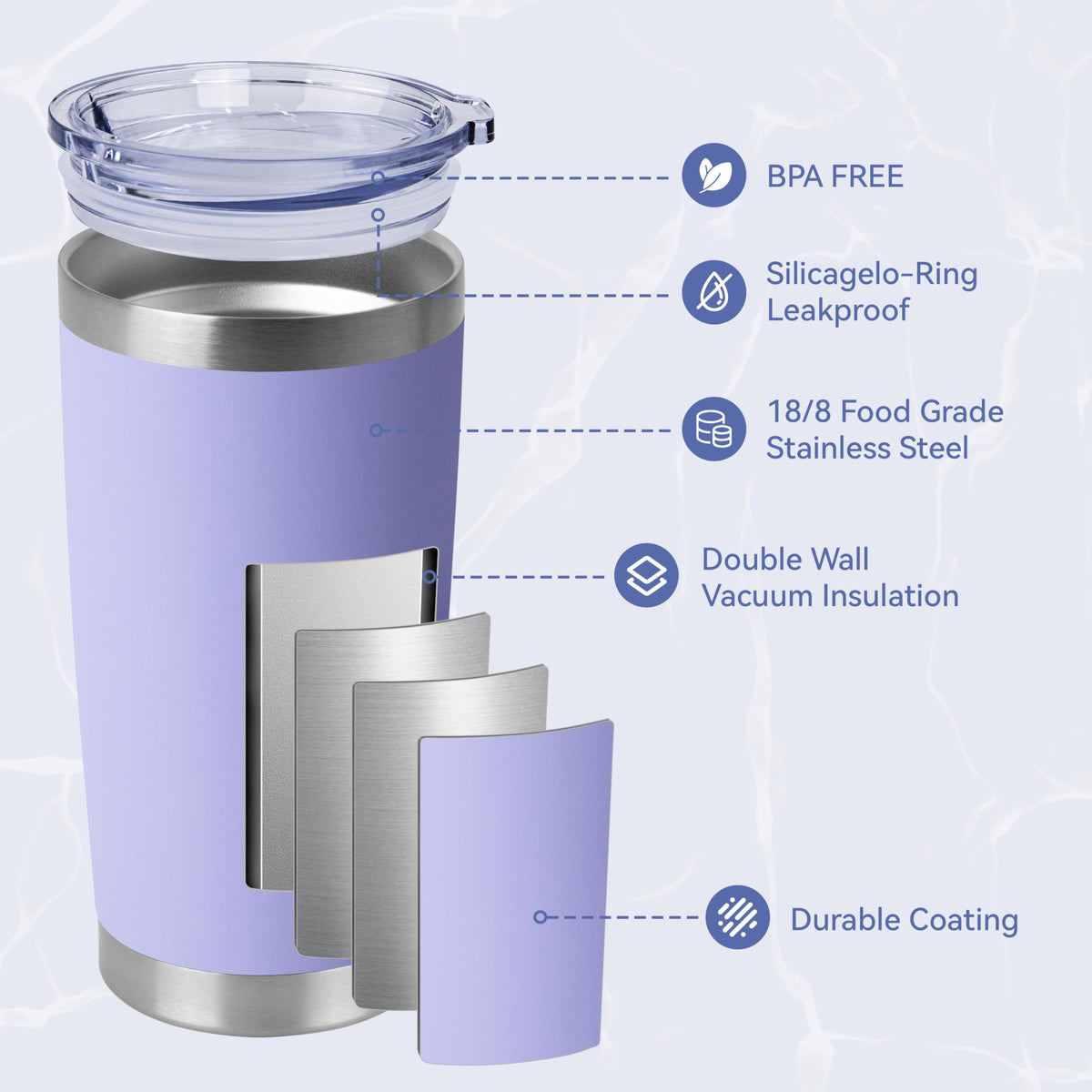 20oz Stainless Steel Tumblers Bulk (12 Count)