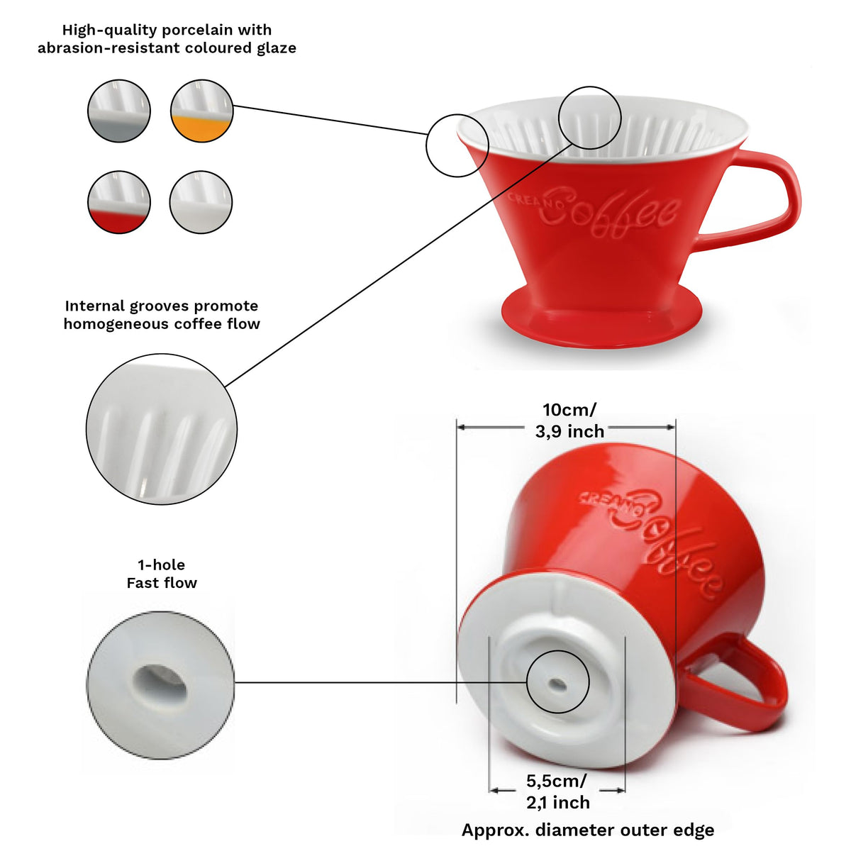 Porcelain Coffee Dripper Red