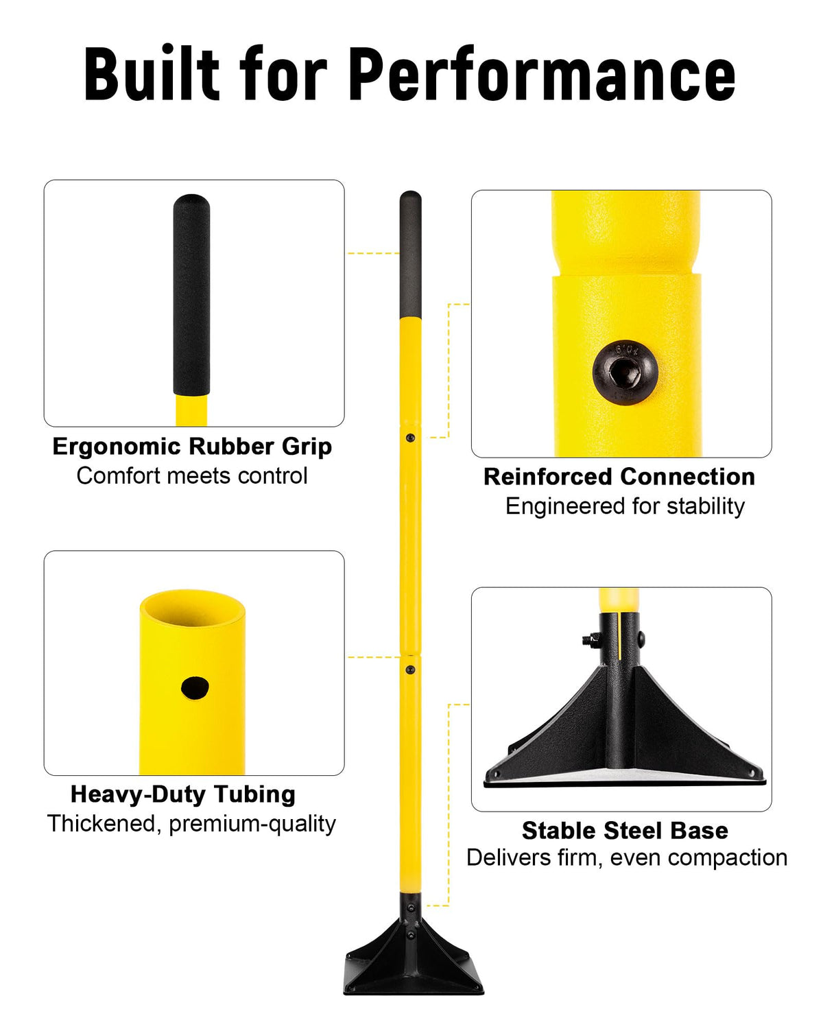 8"x8" Steel Tamper with 48" Handle