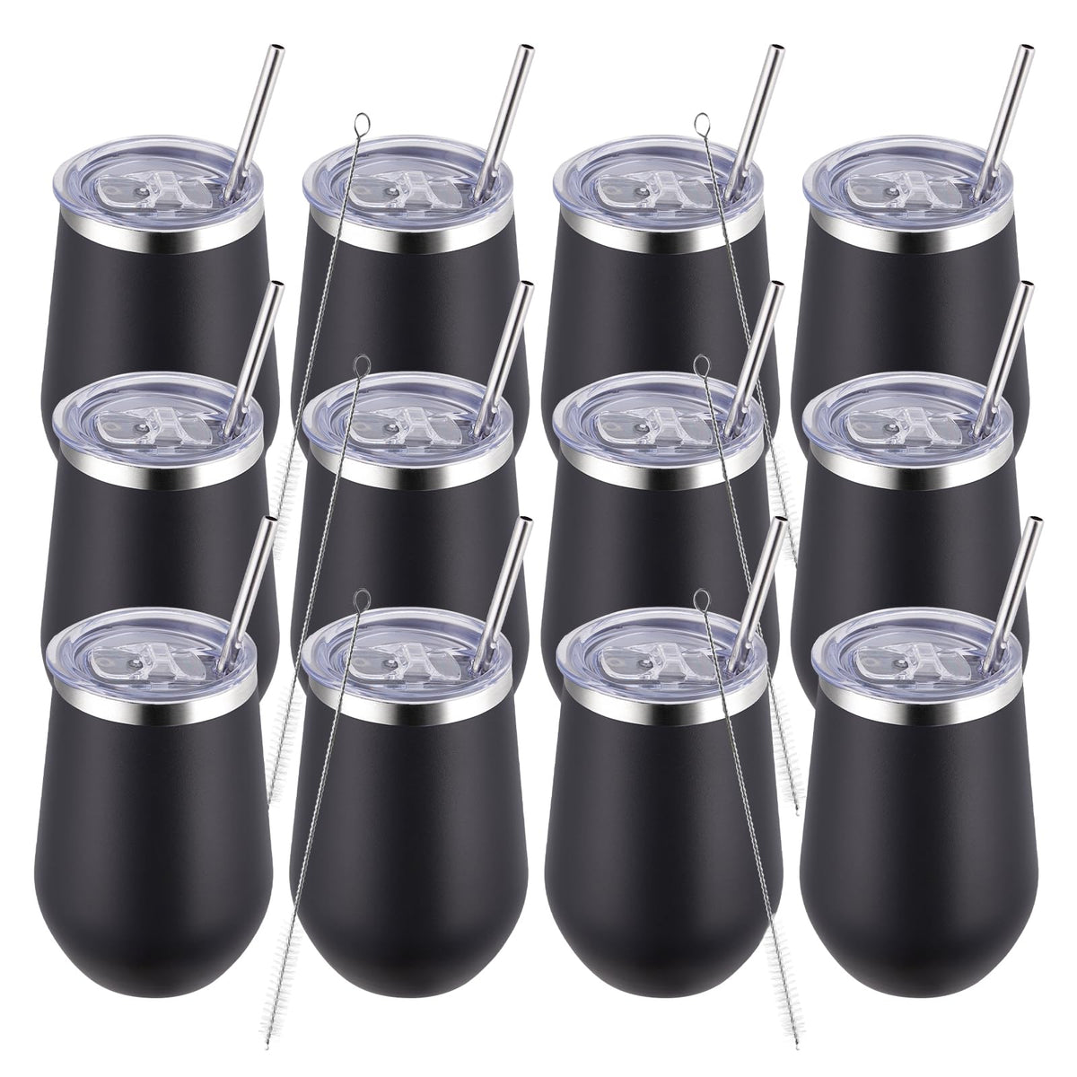 12oz 12 Pack Wine Tumbler Glasses with Lid