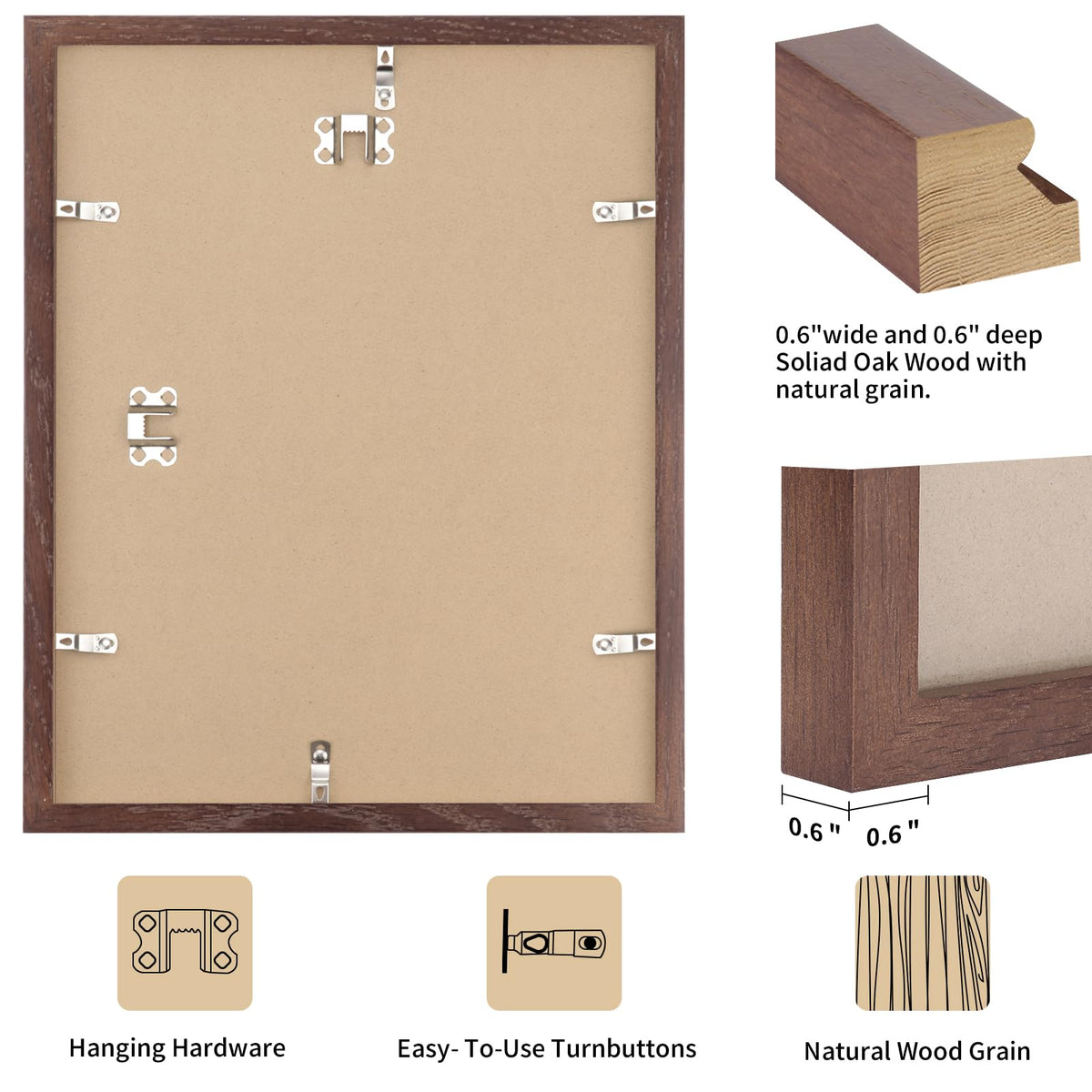 11x14 Solid Oak Wood Picture Frames (3 Count)