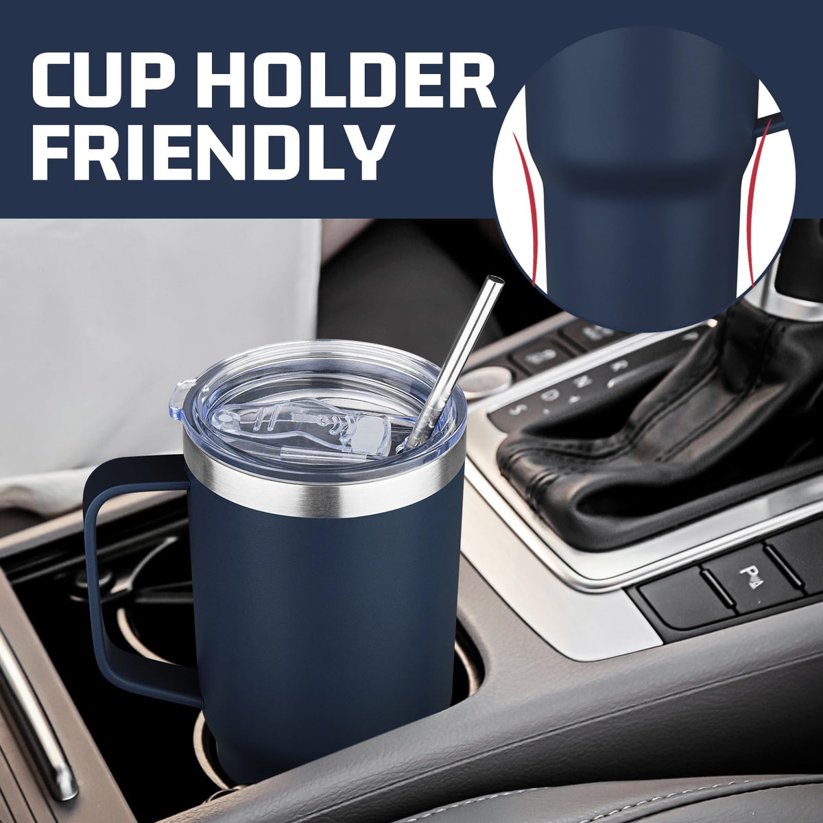 20 oz Tumbler with Handle Stainless Steel Insulated Coffee Mug Tumbler with Lid and Straw Double Wall Vacuum Insulated Coffee Mug Leak Proof Travel Mug Tumbler for Hot and Cold Drink