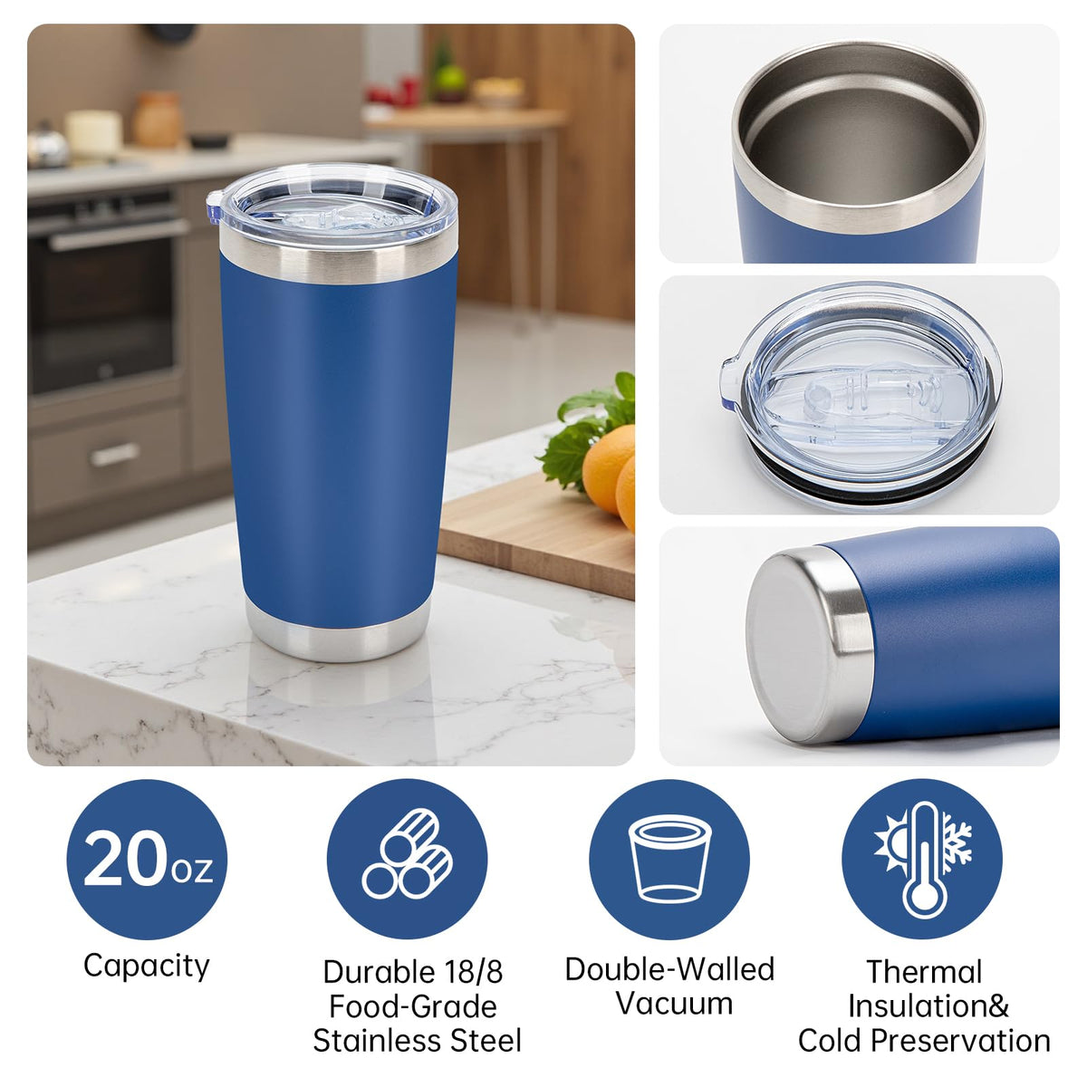 32 Pack 20oz Stainless Steel Insulated Bulk Tumblers with Lid&Straw (32 Count)