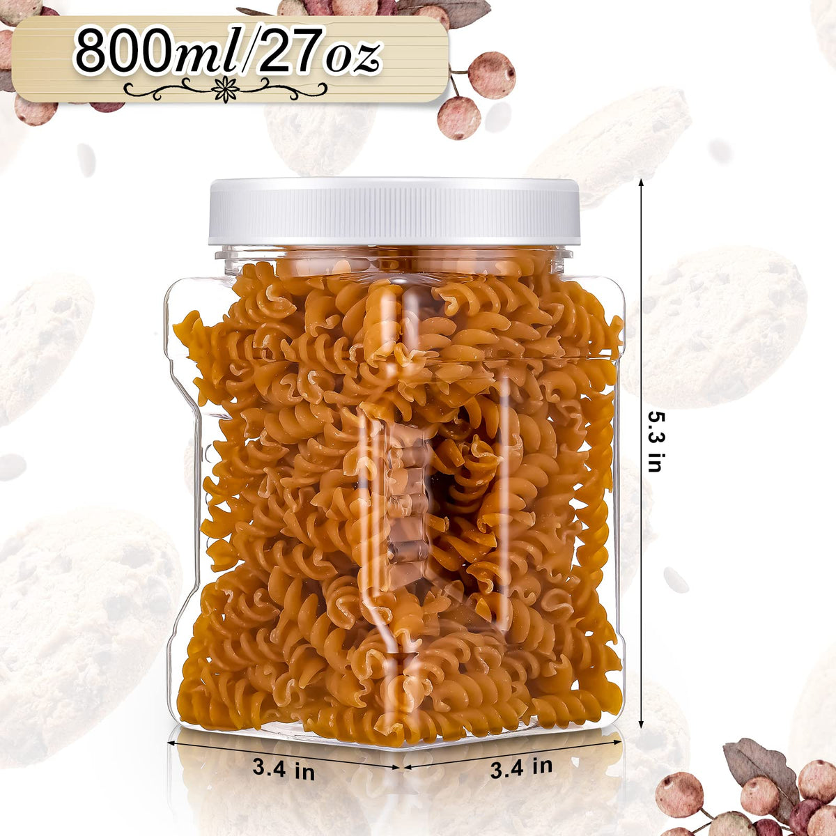 18 Pcs 27 Oz Plastic Jars with Lids Wide Mouth Square Paint (18 Count)