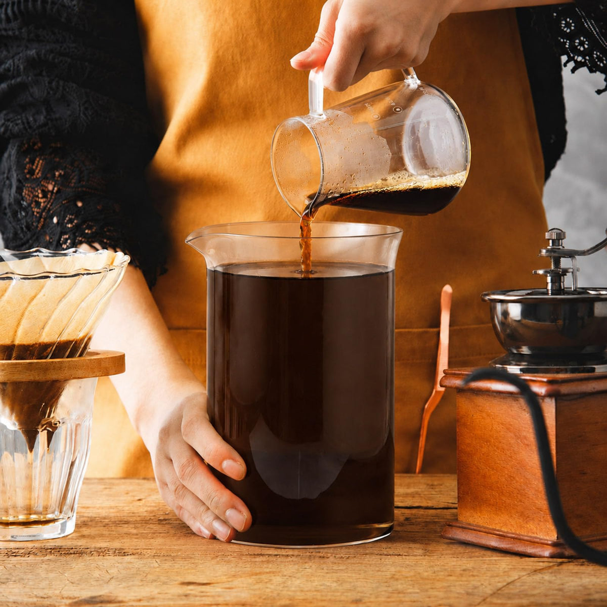 2 Pcs French Press Replacement Glass 51 oz Universal Replacement Beaker for French Press Tea and Coffee Makers Borosilicate 3.3 Glass Spare Carafe (2 Count)