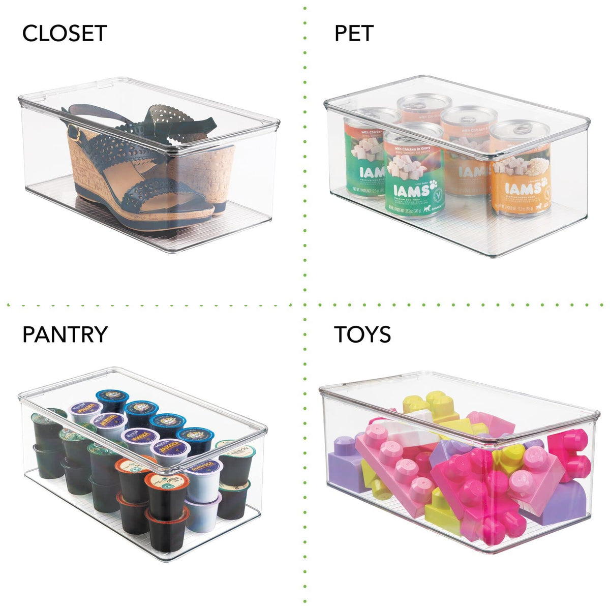 Plastic Stackable Home Office Storage Organizer Box with Hinge Lid