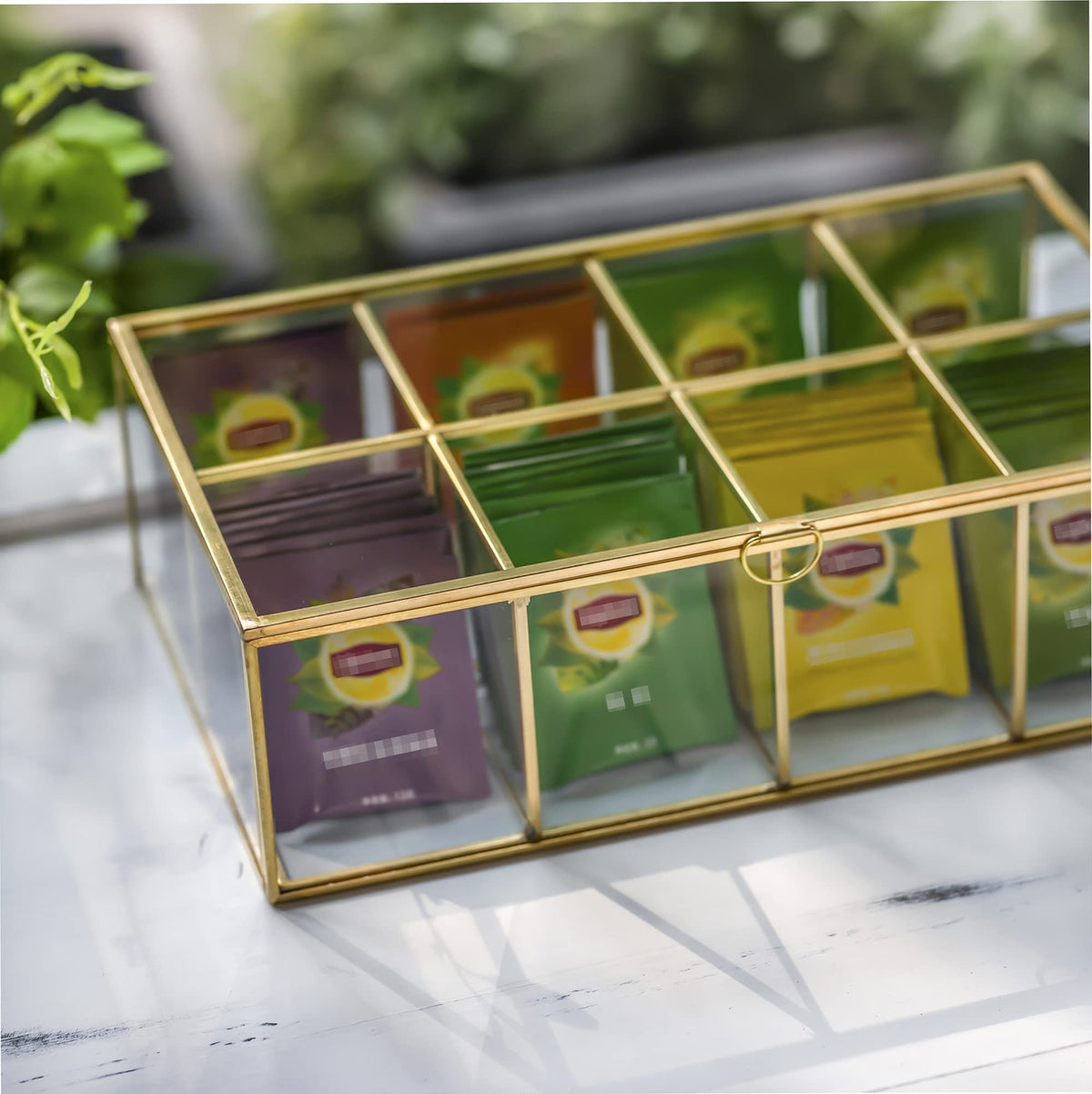 Glass Tea Bags Organizer with Lid