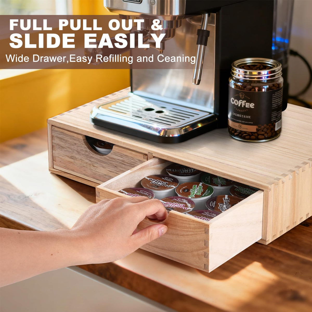 Wooden K Cup Organizer Coffee Pod Storage Box