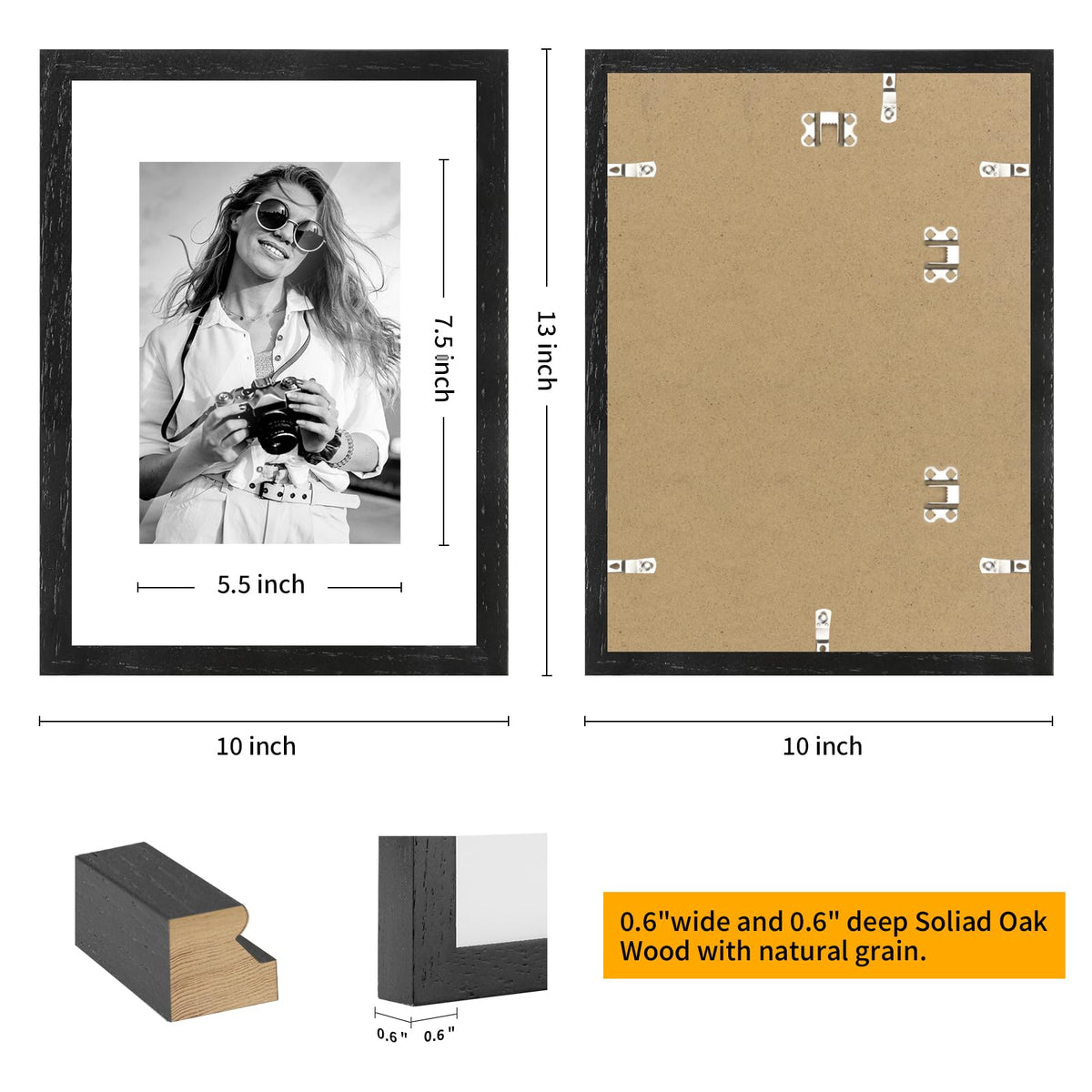 9x12 Solid Oak Wood Picture Frames (3 Count)