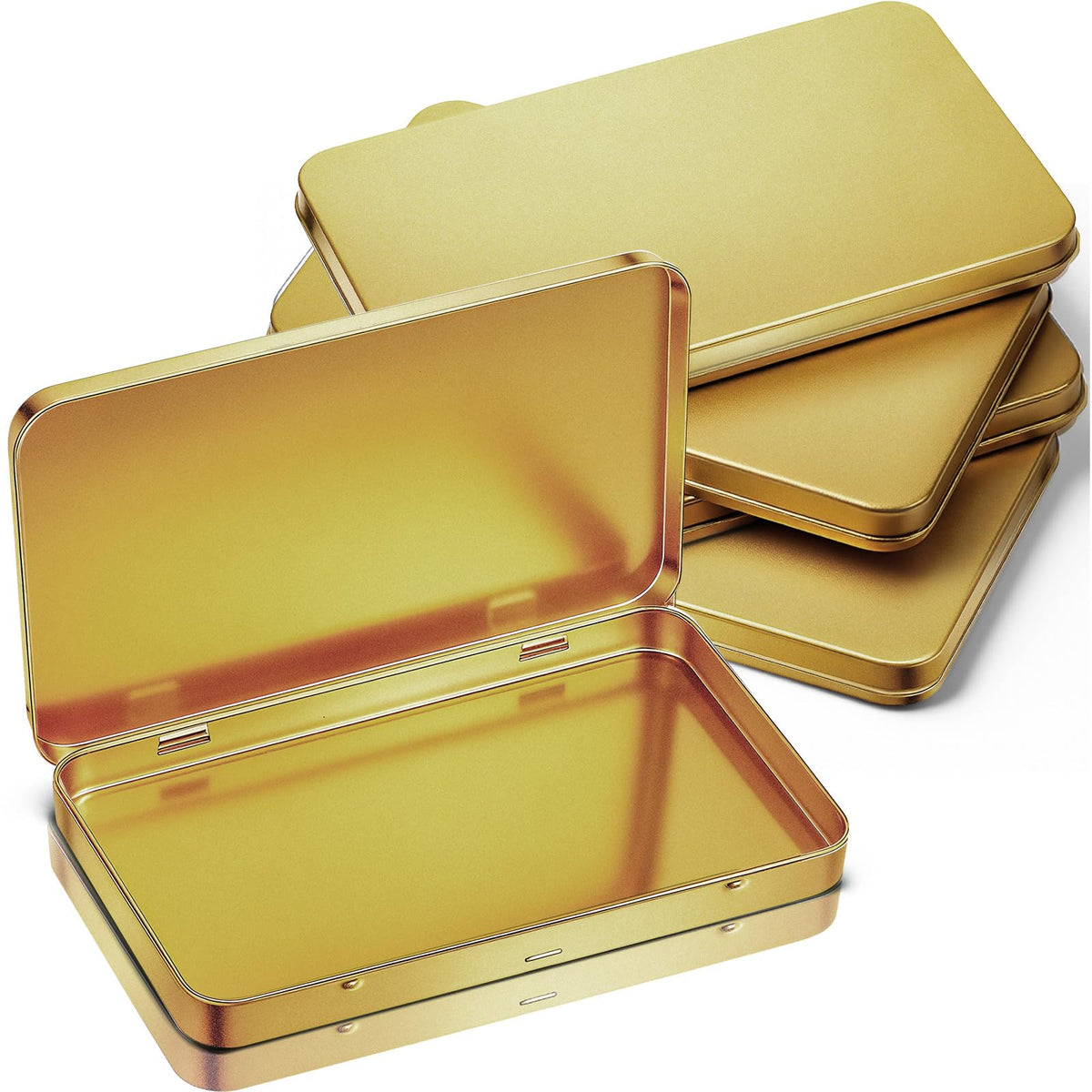 4 Pack Metal Tin Boxes with Hinged Lids (4 Count)
