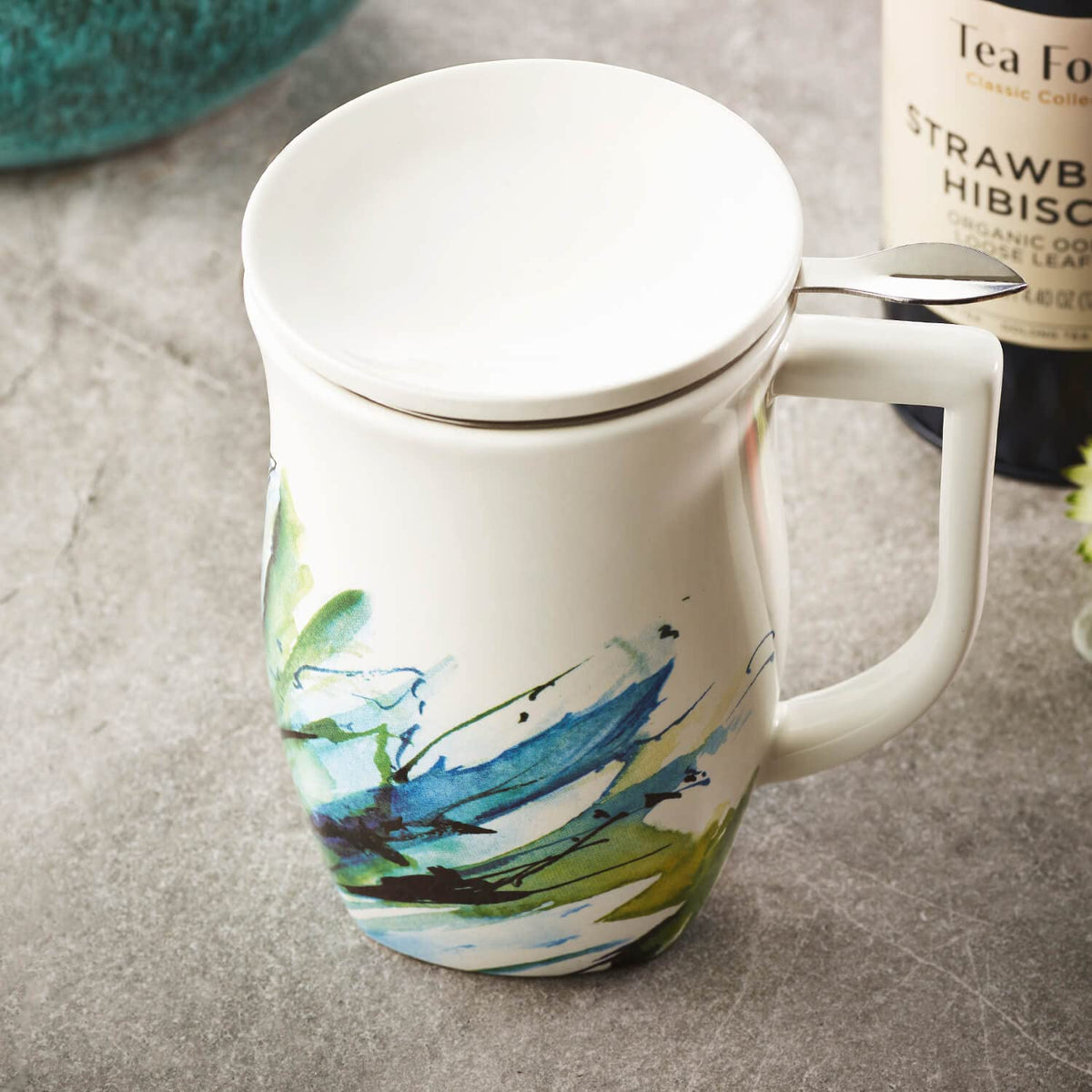 Ceramic Fiore Tea Cup with Infuser