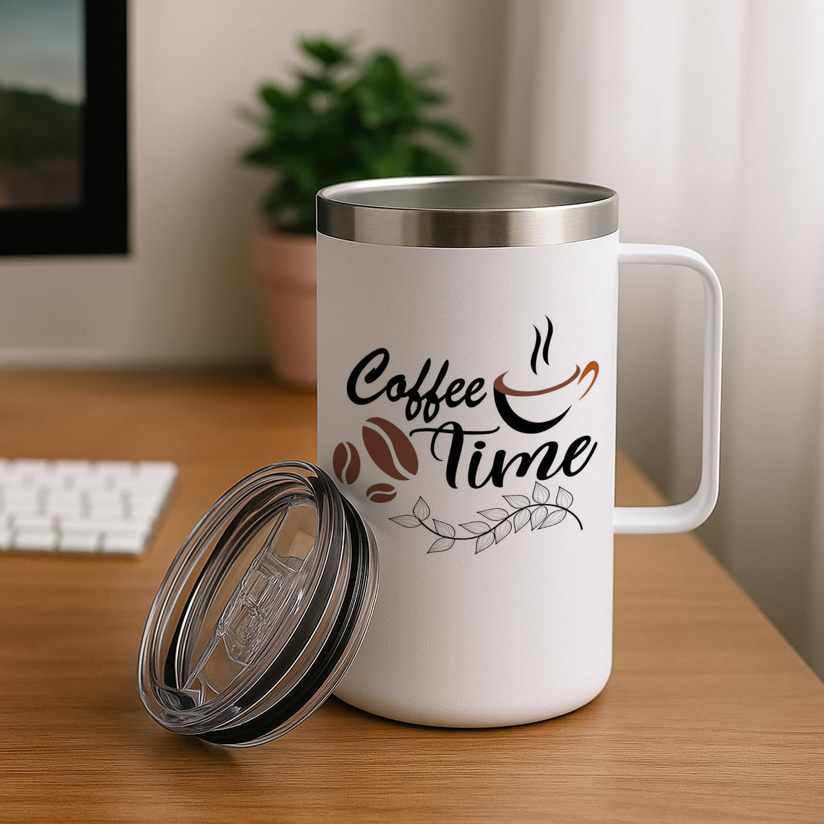24oz Sublimation Coffee Mugs with Handle Straight Matte Travel Coffee Cups Insulated Stainless Steel Tumblers with Gift Box (6 Count)