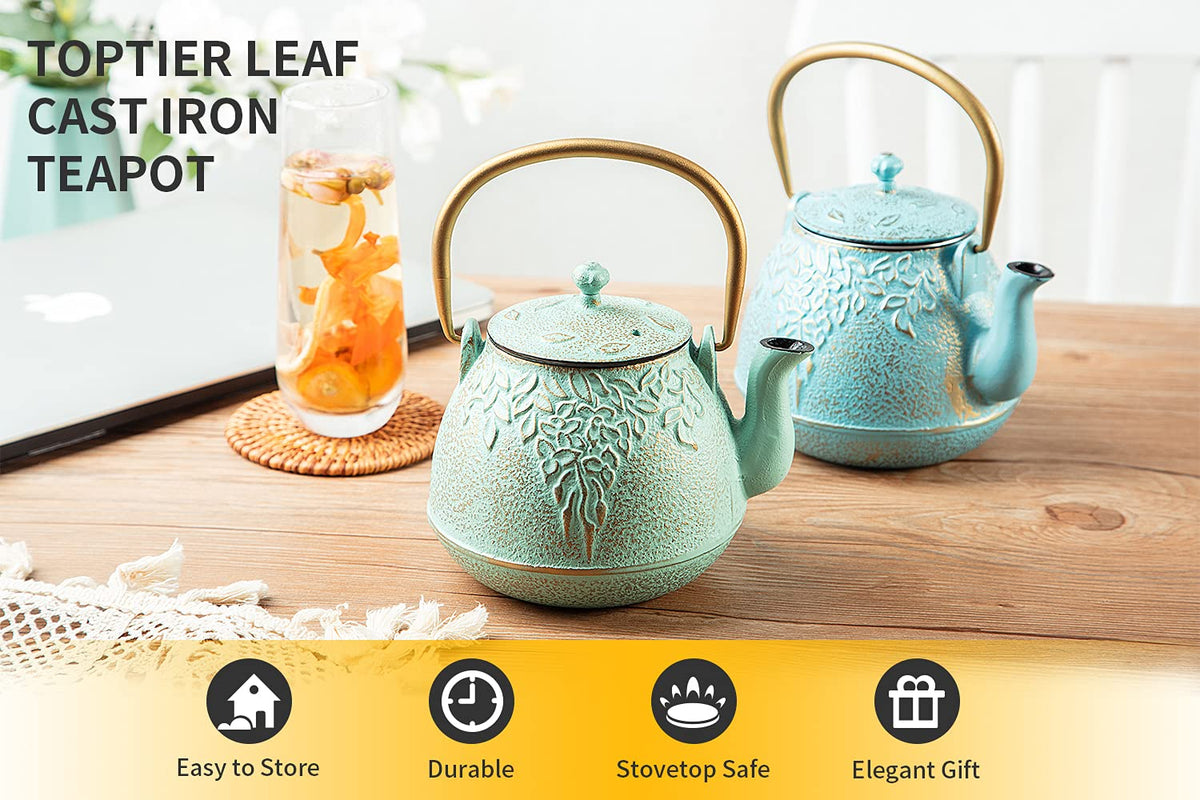 Tea Kettle TOPTIER Japanese Cast Iron Teapot with Infuser for Loose Leaf and Tea Bags
