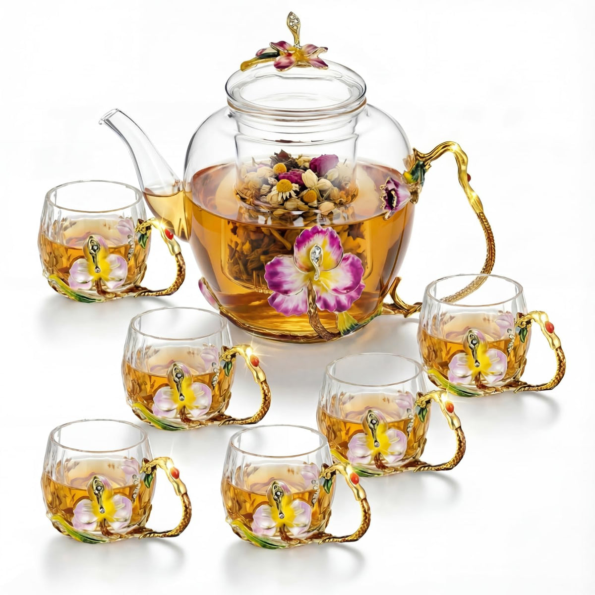 Floral Glass Tea Set (7 Count)