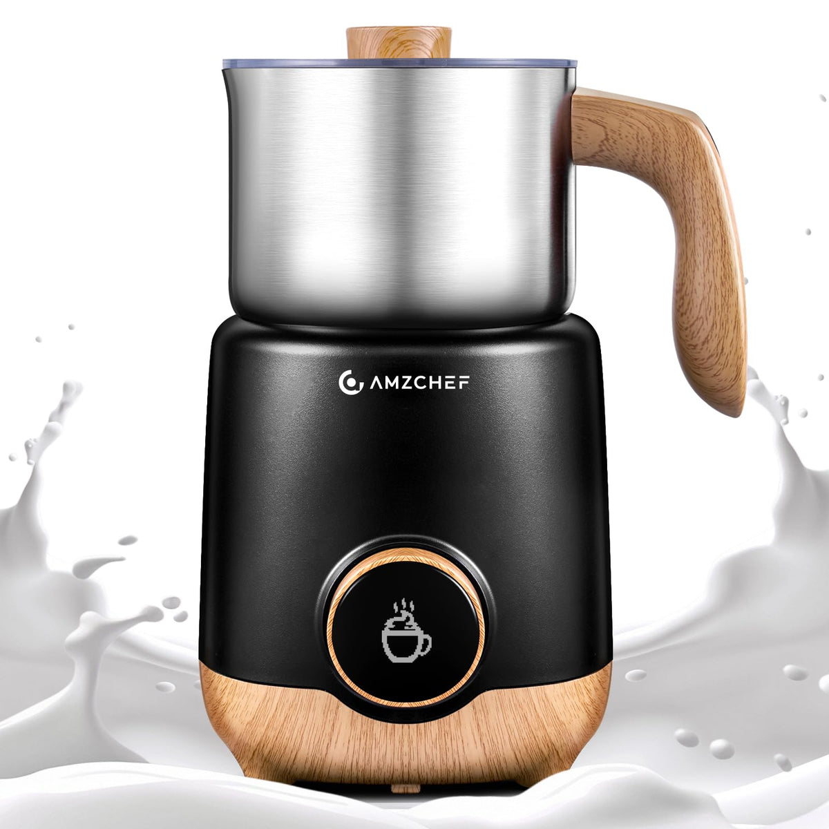 21 oz 8-in-1 Milk Frother, 550W Split Stainless Steel Automatic Steamer, Milk Warmer for Latte, Cappuccino, Hot Chocolate, Hot/Cold Froth, Heated Milk & Baby Food, Black (21 Ounce)