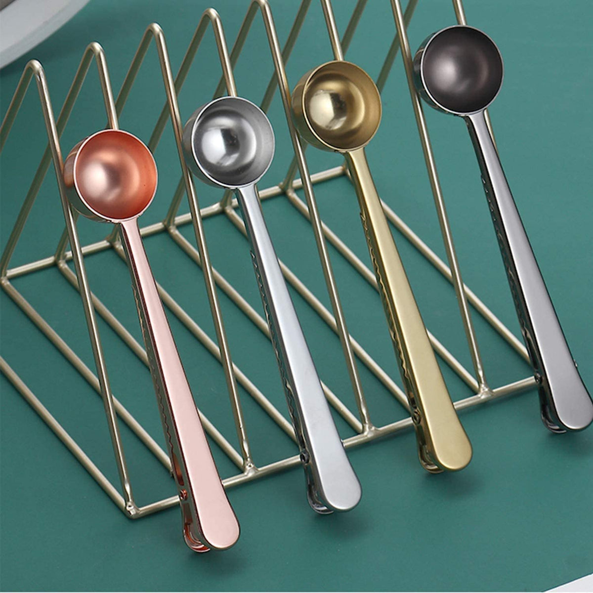 Coffee Scoop Clip Stainless Steel Tablespoon Coffee Spoon With long handle Multifunction Sealing Bag Clip For Tea