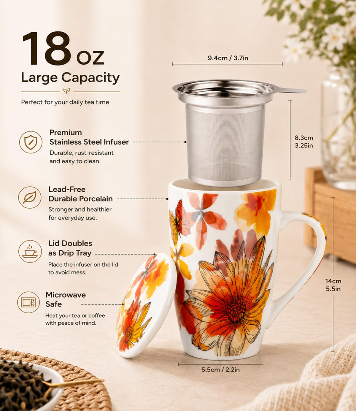 Tea Mug with Infuser and Lid
