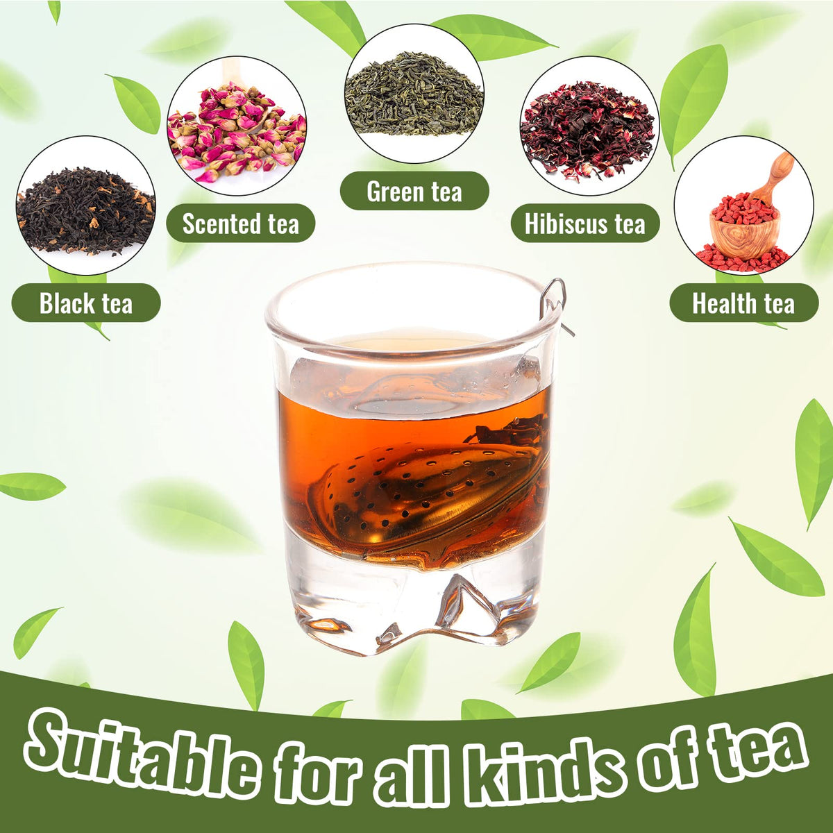 50 Pcs Stainless Steel Tea Strainer Ball Infuser Loose Leaf Steeper Interval Diffuser Heart Shape Mesh Filters with Extended Chain Hook for tea party Seasonings Cup Bottle