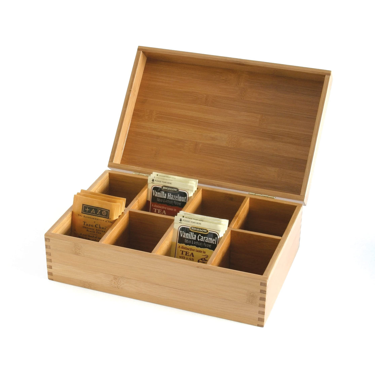 8188 Bamboo Wood Tea Box with 8 Compartments